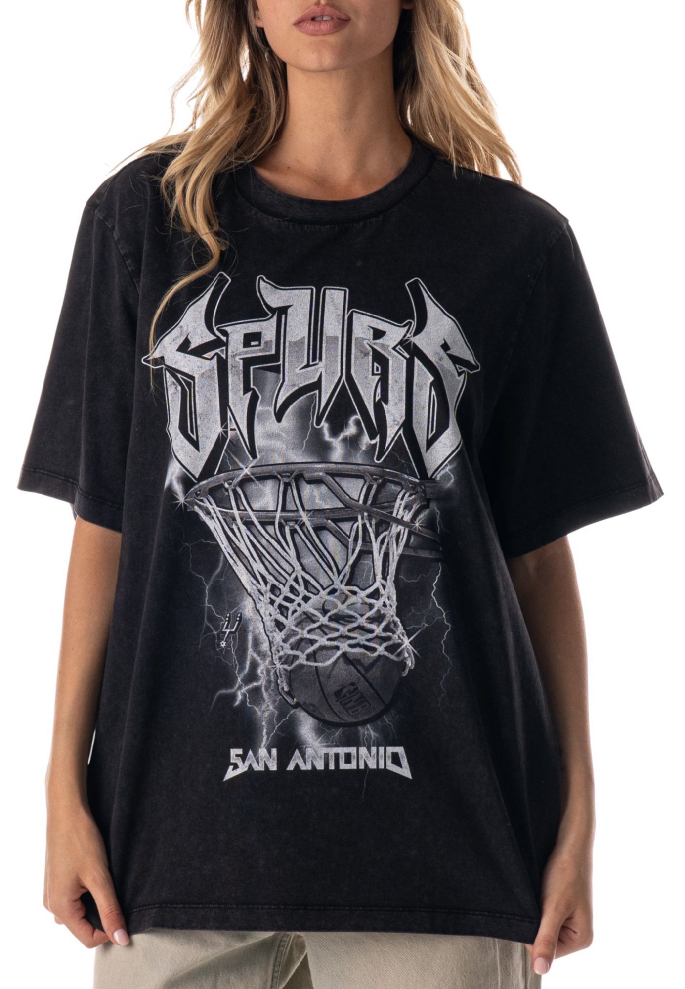 The Wild Collective Adult San Antonio Spurs Black Band Tonal T-Shirt product image