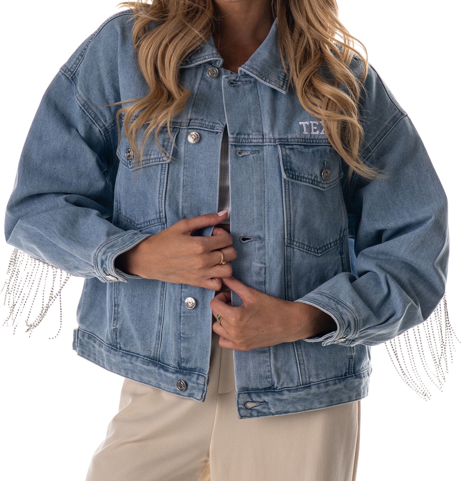 The Wild Collective Women's Texas Longhorns Blue Denim Jacket product image