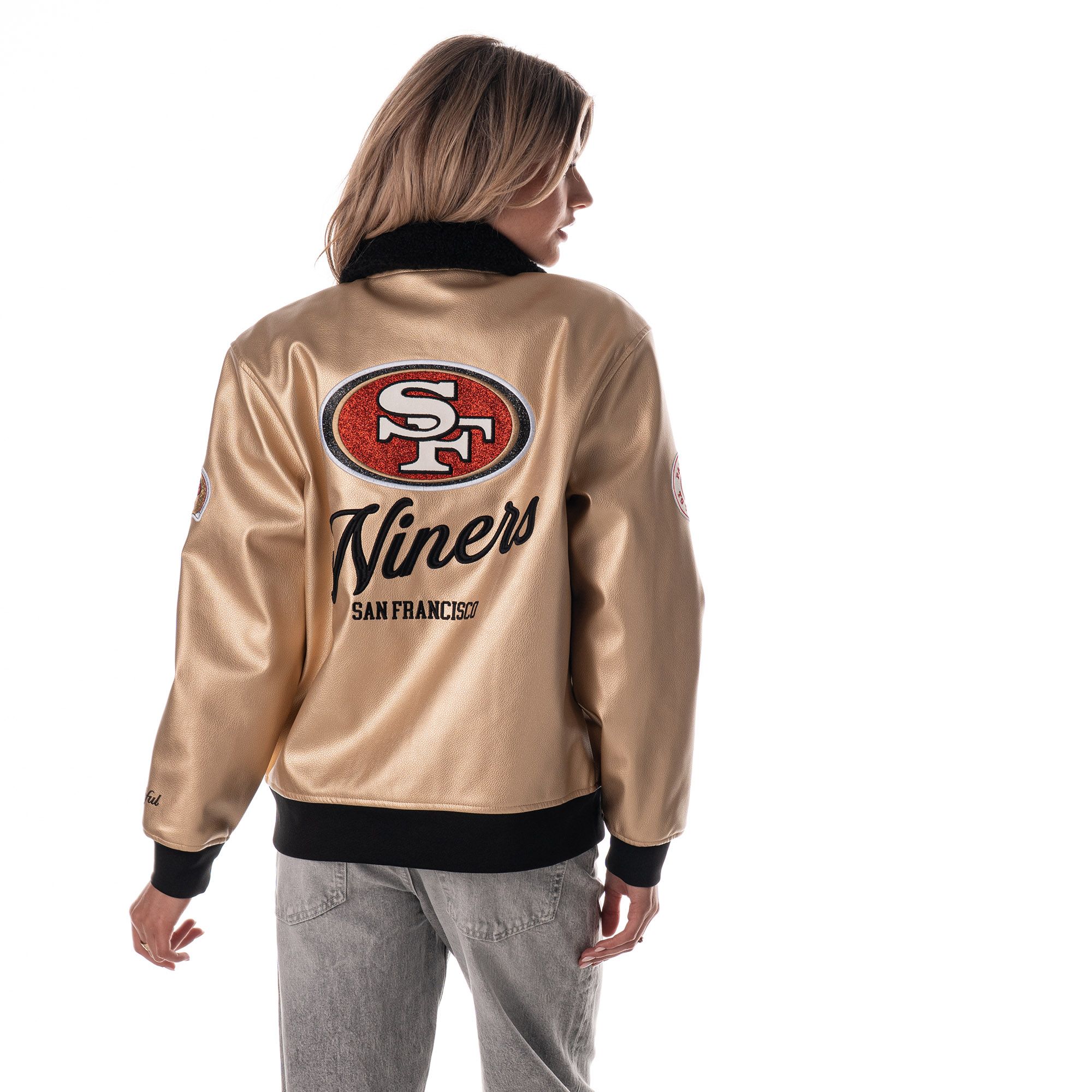 The Wild Collective Women's San Francisco 49ers Gold Metallic Jacket product image