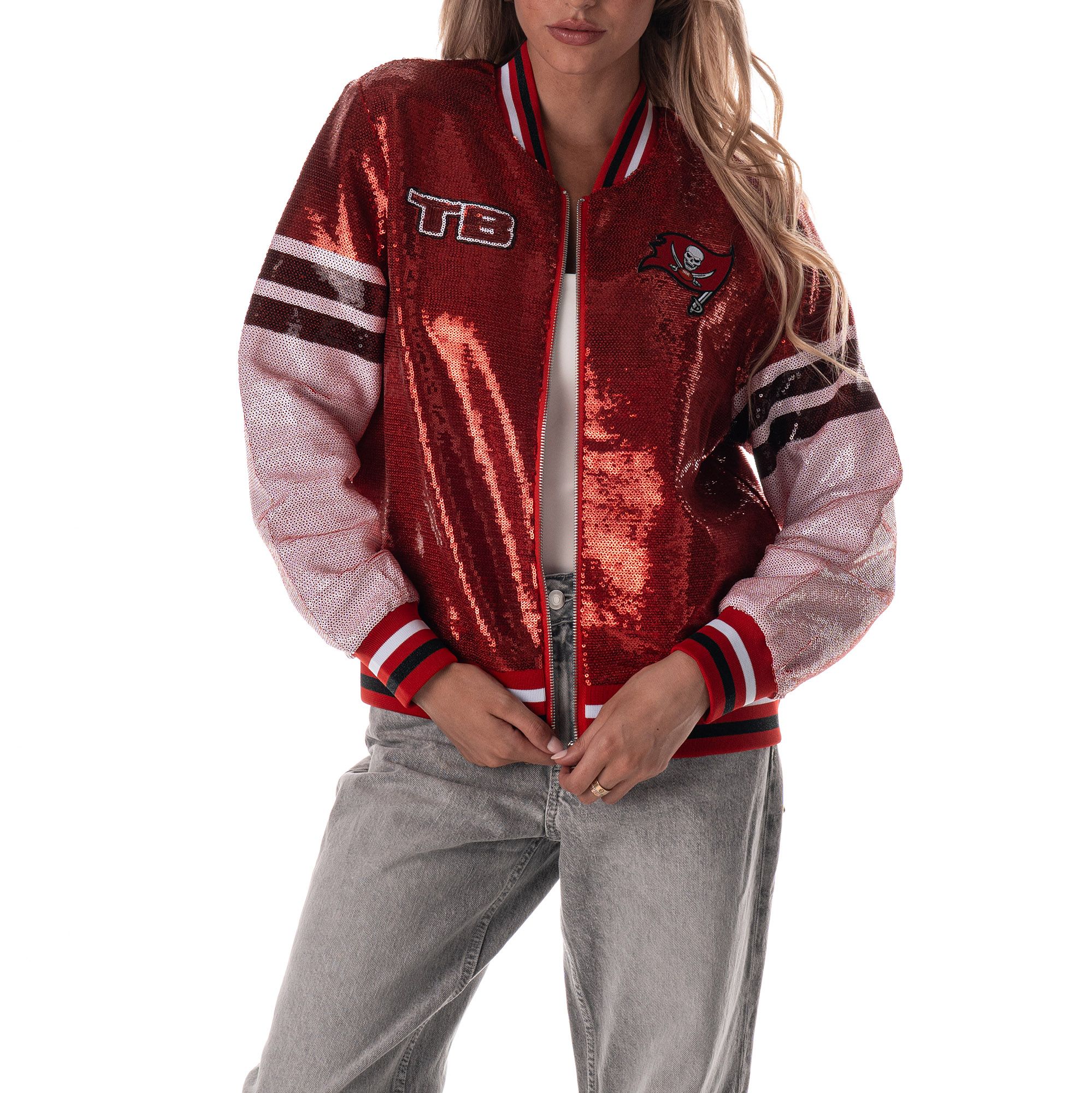 The Wild Collective Women's Tampa Bay Buccaneers Red Sequin Jacket product image