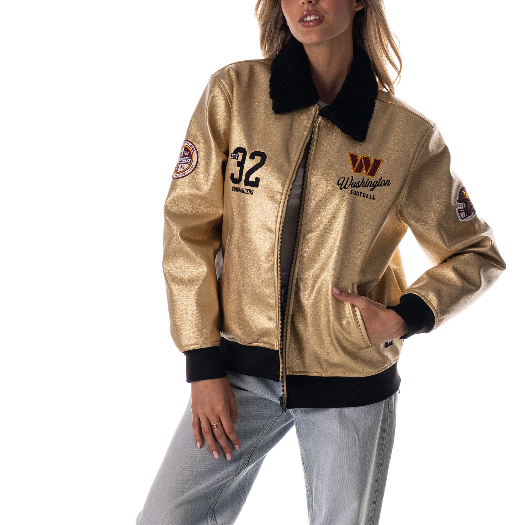 The Wild Collective Women's Washington Commanders Gold Metallic Jacket product image