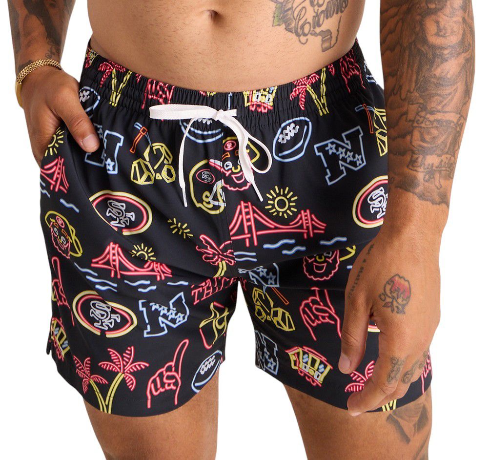 Chubbies Adult San Francisco 49ers Neon Medium Red 5.5" Lined Swim Trunks product image
