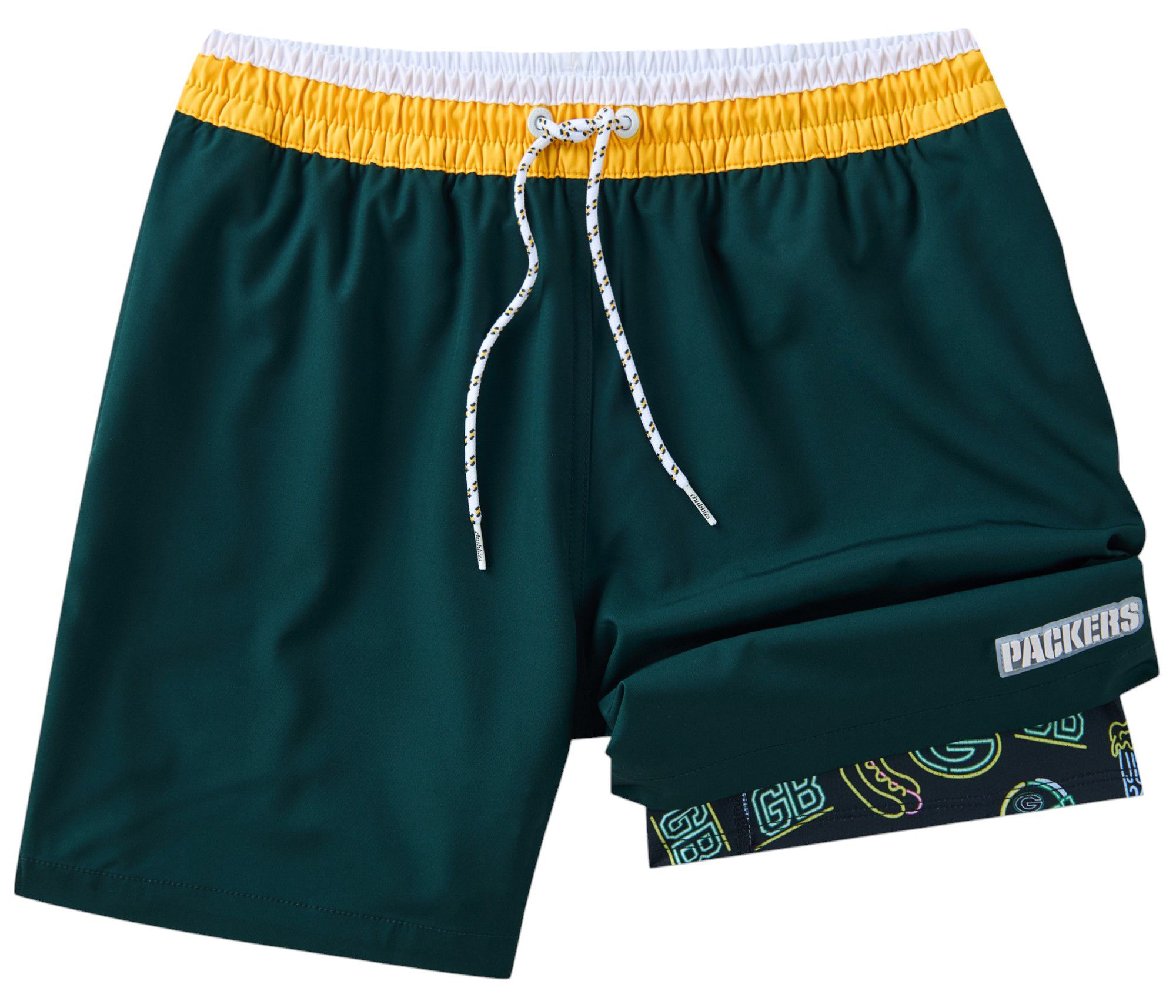 Chubbies Adult Green Bay Packers Classic Dark Green 5.5" Lined Swim Trunks product image