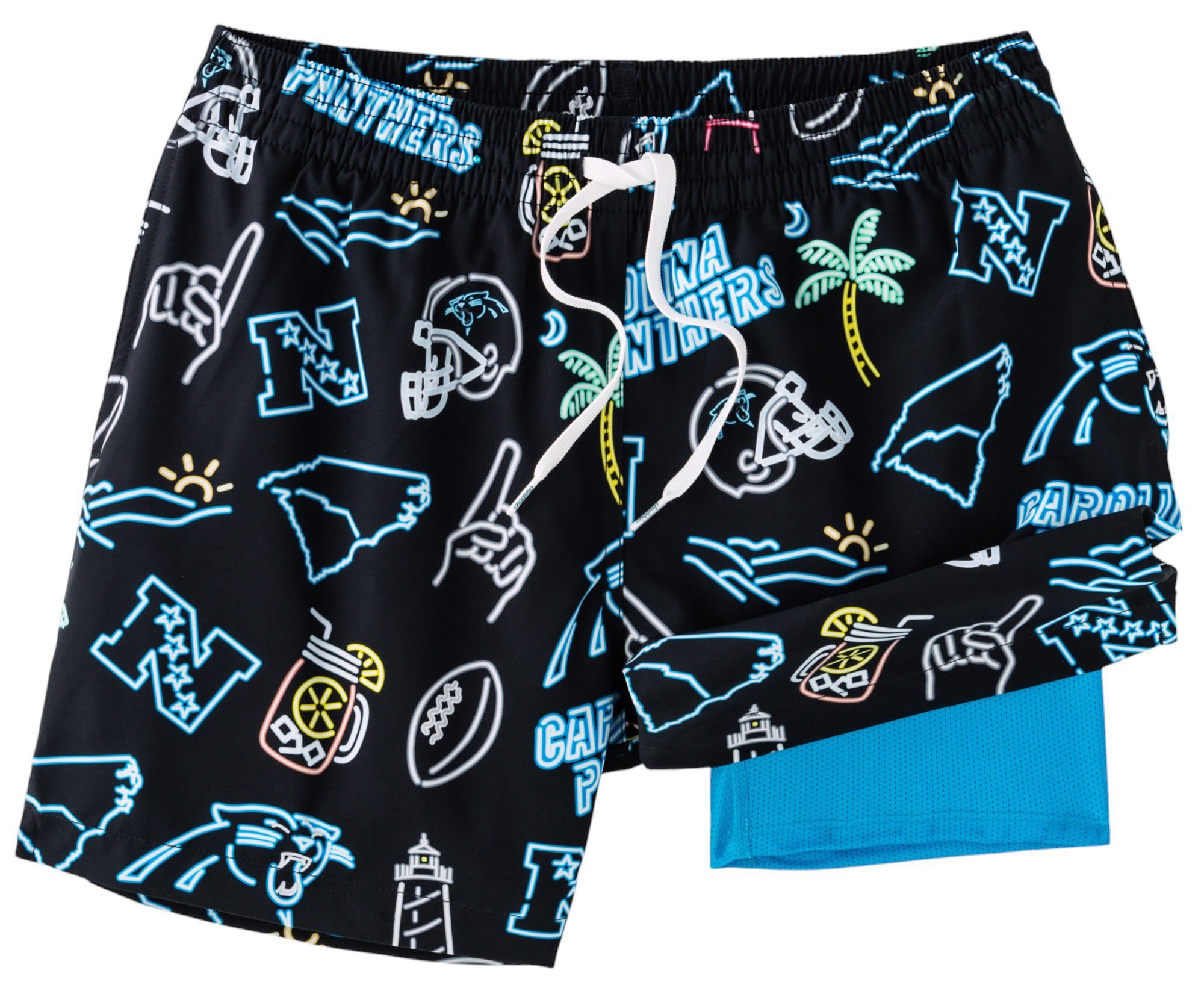 Chubbies Adult Carolina Panthers Neon Bright Blue 5.5" Lined Swim Trunks product image