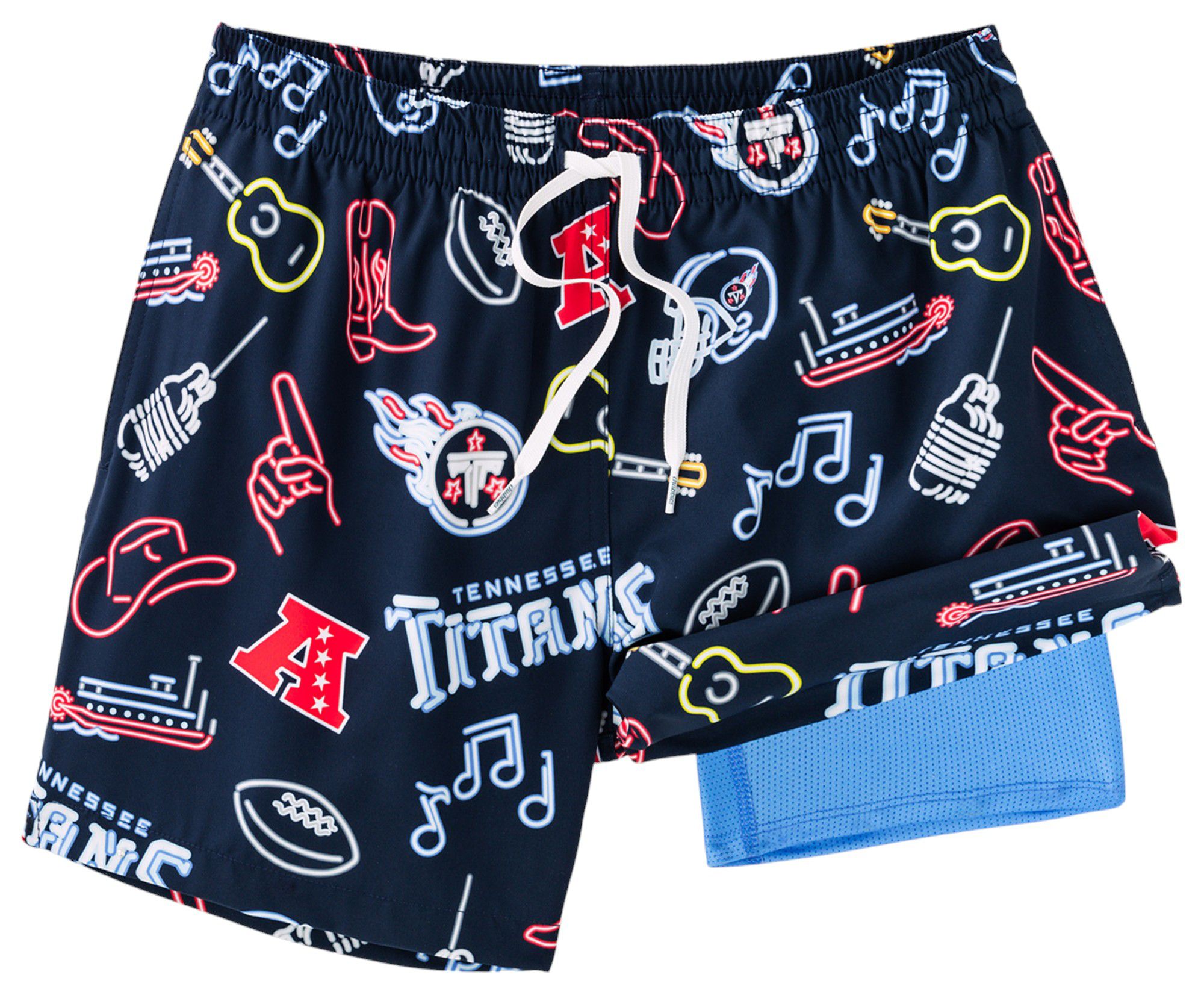 Chubbies Adult Tennessee Titans Neon Bright Blue 5.5" Lined Swim Trunks product image
