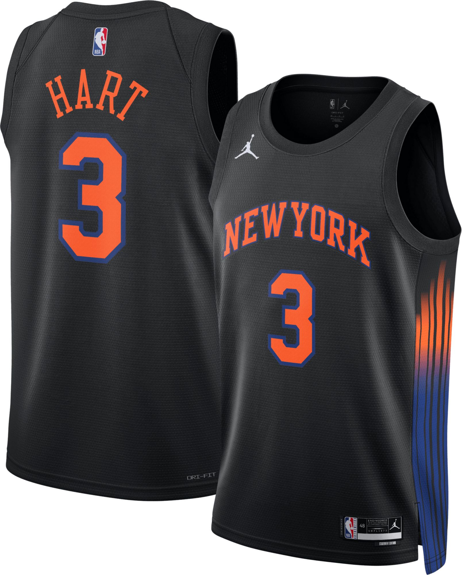 Jordan Adult New York Knicks Josh Hart #3 Black Swingman Statement Jersey product image
