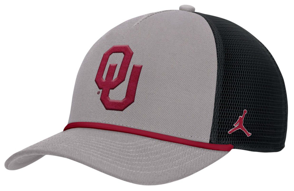 Jordan Adult Oklahoma Sooners Pewter Grey Rope Adjustable Trucker Hat product image