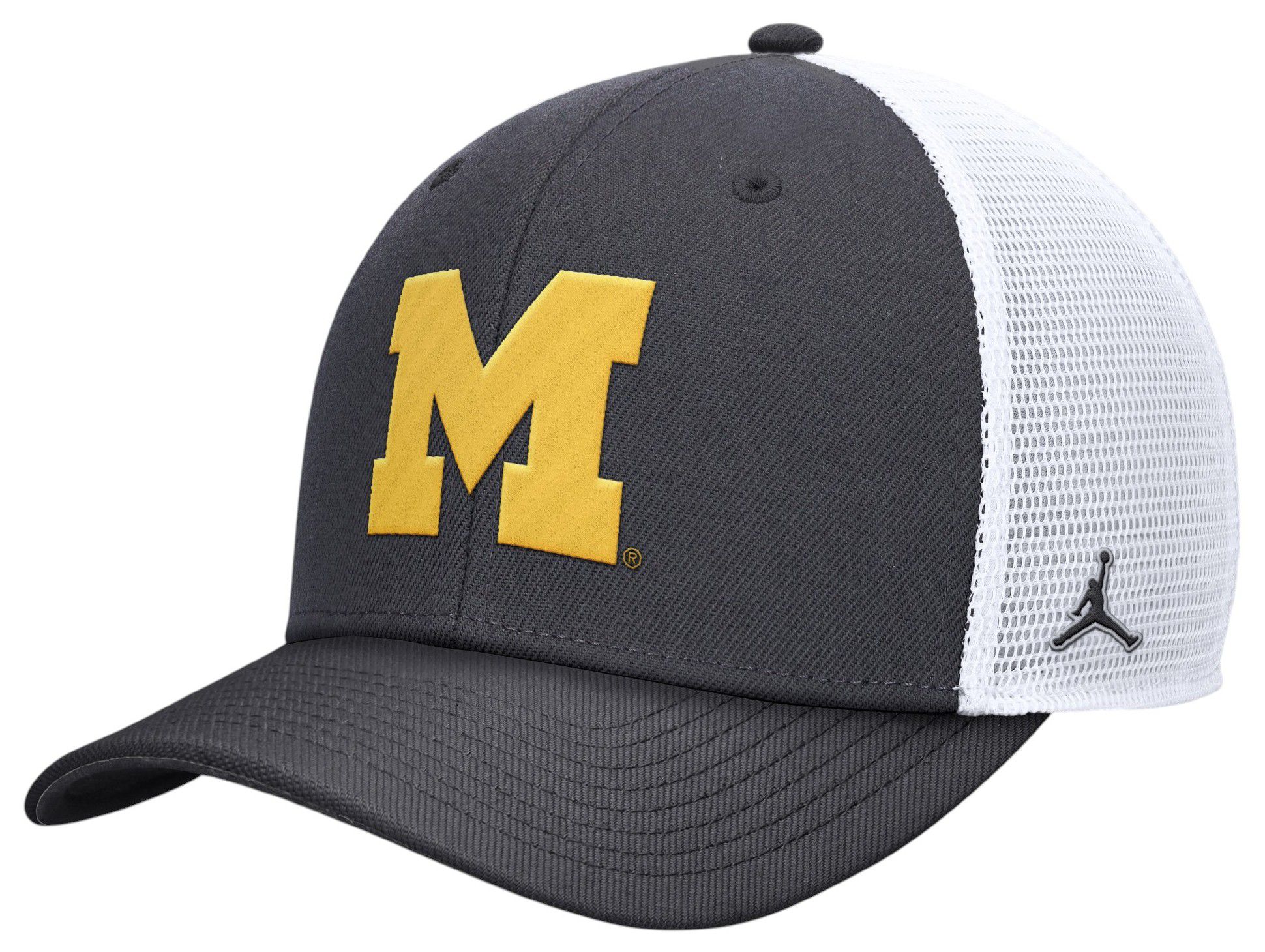 Jordan Adult Michigan Wolverines Anthracite Rise Logo Trucker Hat product image