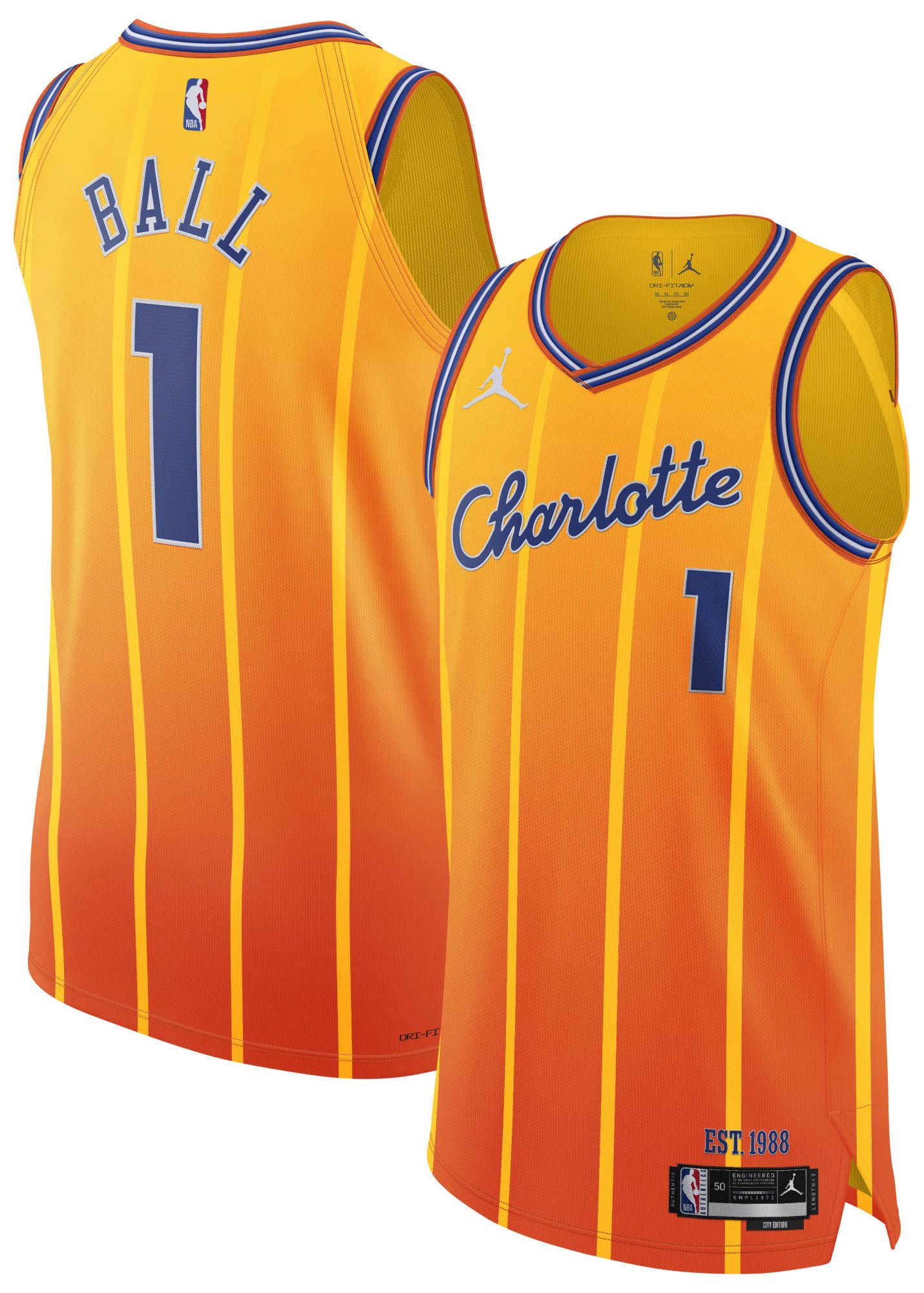 Jordan Adult 2025-26 City Edition Charlotte Hornets LaMelo Ball #1 Authentic Jersey product image