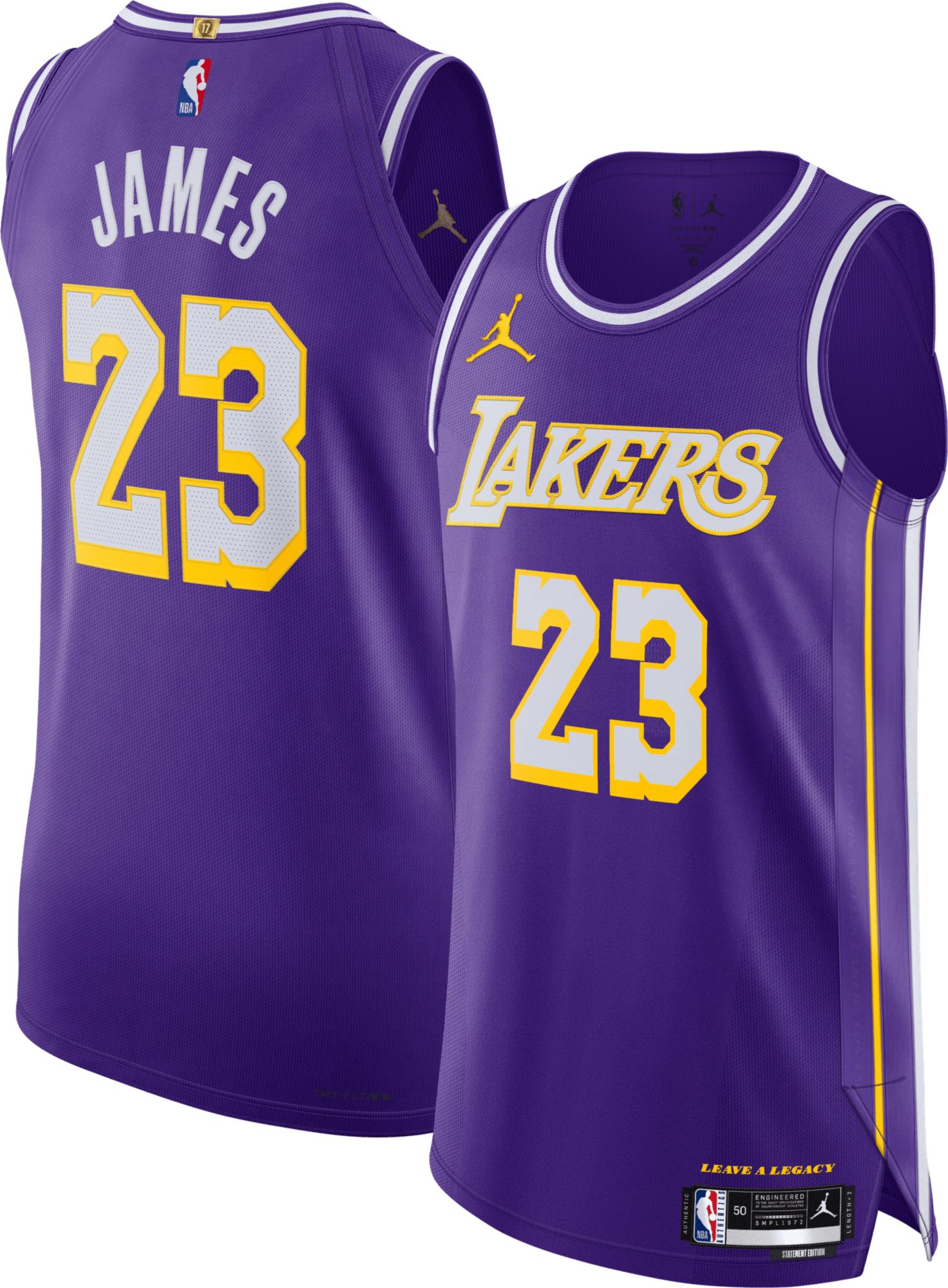 Jordan Adult Los Angeles Lakers LeBron James #23 Purple Authentic Statement Jersey product image