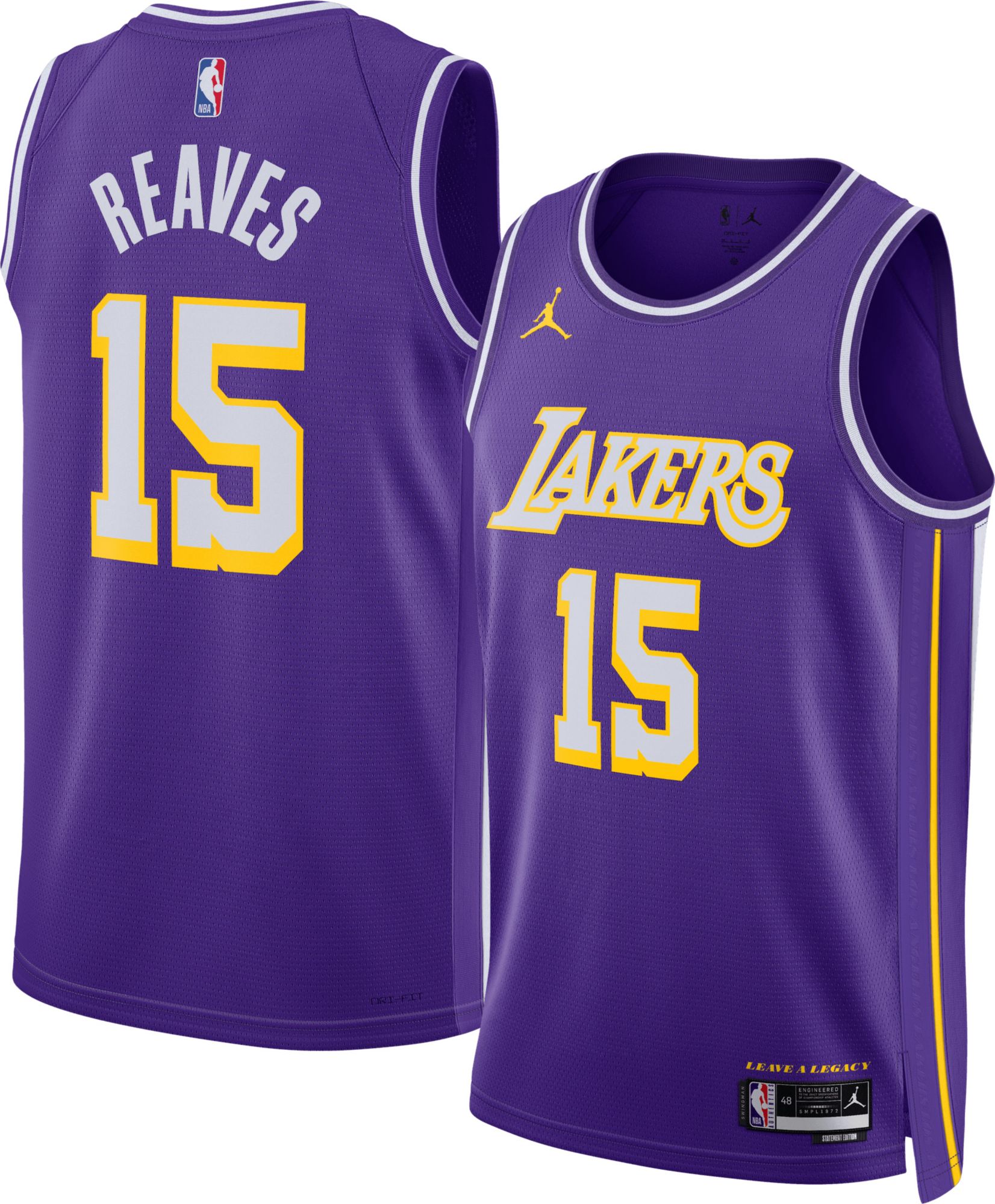 Jordan Adult Los Angeles Lakers Austin Reaves #15 Purple Swingman Statement Jersey product image