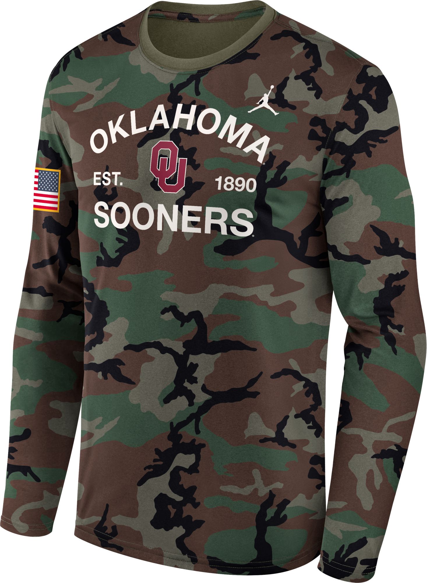 Jordan Men's Oklahoma Sooners Medium Olive 2025 Military Appreciation Long Sleeve Shirt product image