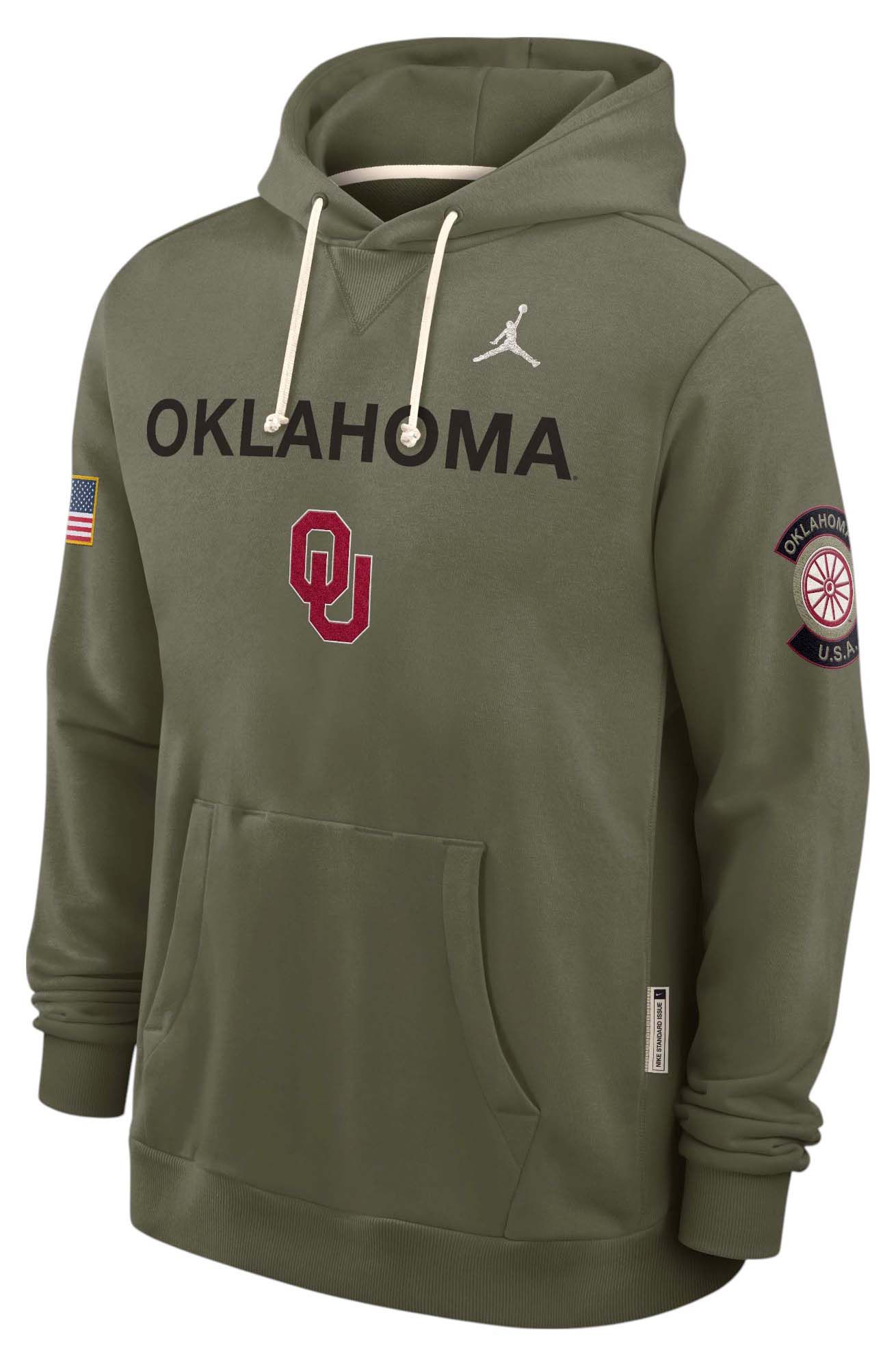 Jordan Men's Oklahoma Sooners Medium Olive 2025 Military Appreciation Pullover Hoodie product image