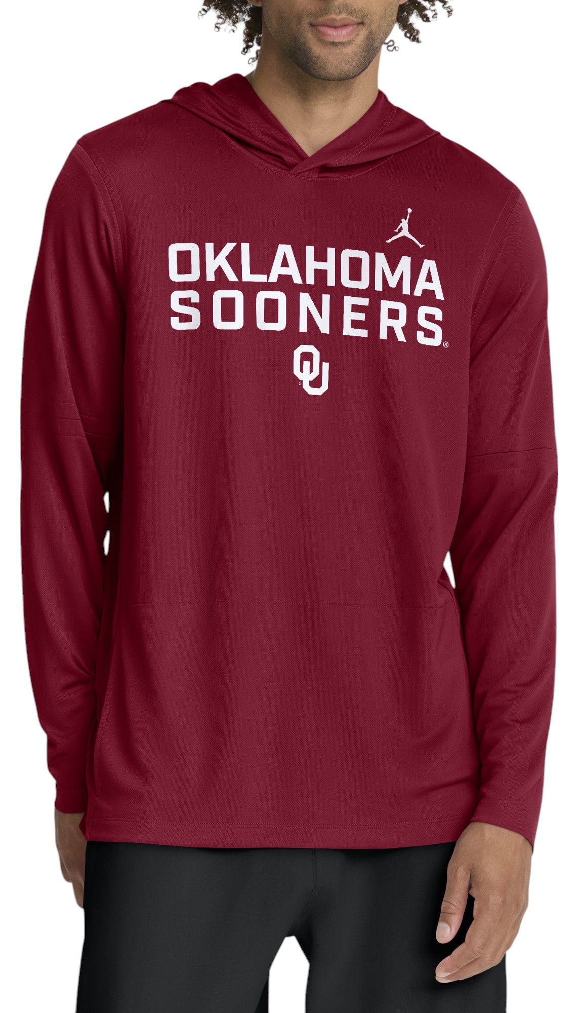 Jordan Men's Oklahoma Sooners Crimson Dri-FIT Long Sleeve Hoodie T-Shirt product image