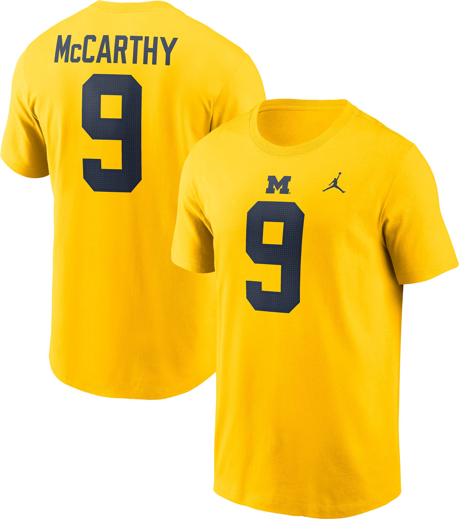 Jordan Men's Michigan Wolverines J.J. McCarthy #9 Gold T-Shirt product image
