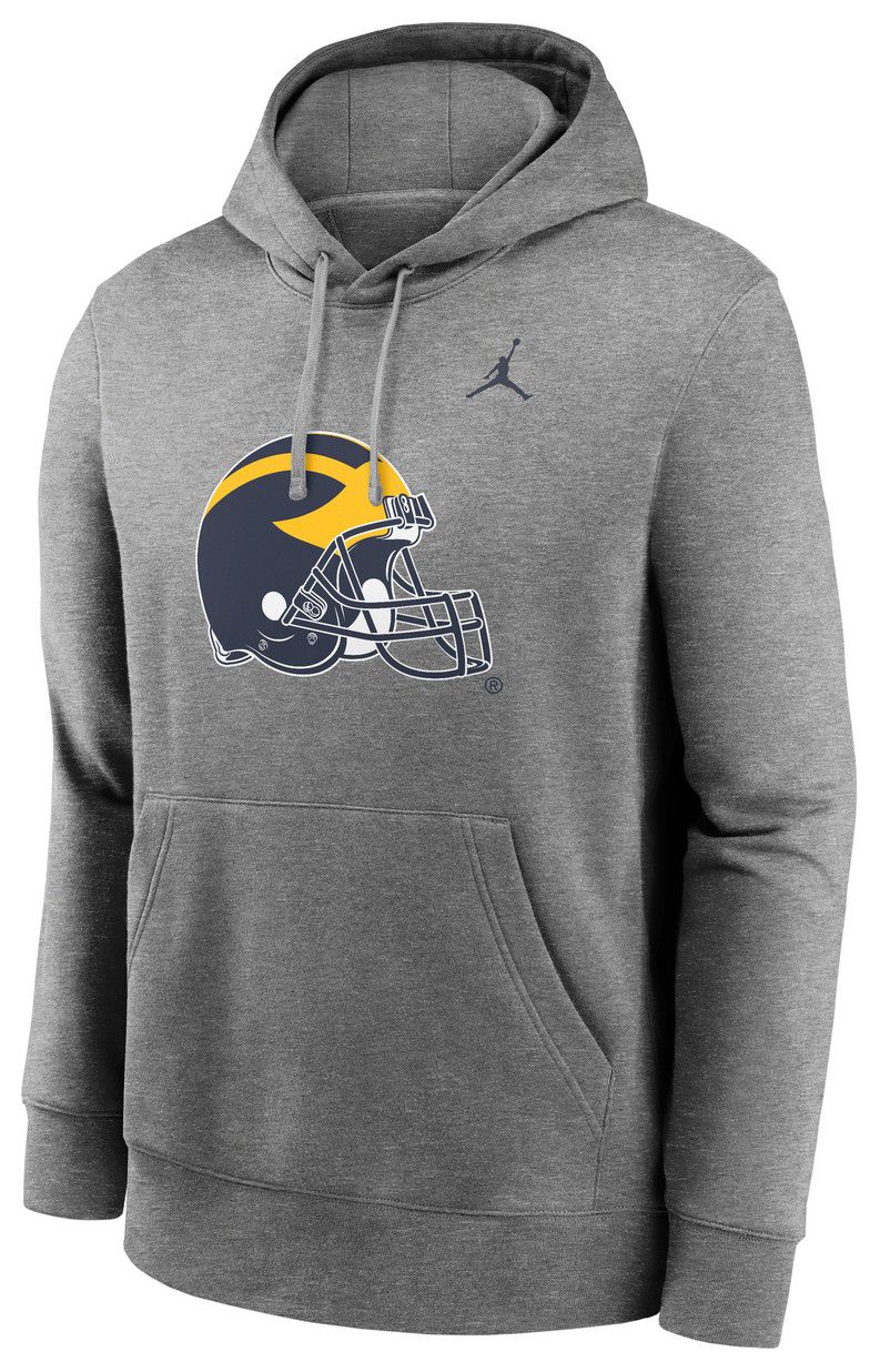 Jordan Men's Michigan Wolverines Dark Grey Heather Club Fleece Pullover Hoodie product image