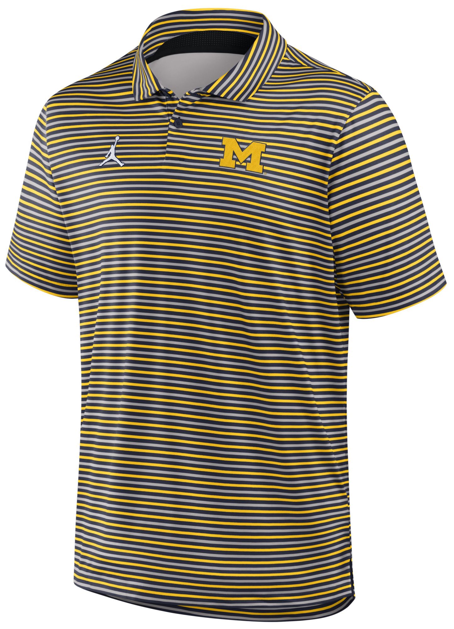 Jordan Men's Michigan Wolverines College Navy Tour Stripe Polo product image