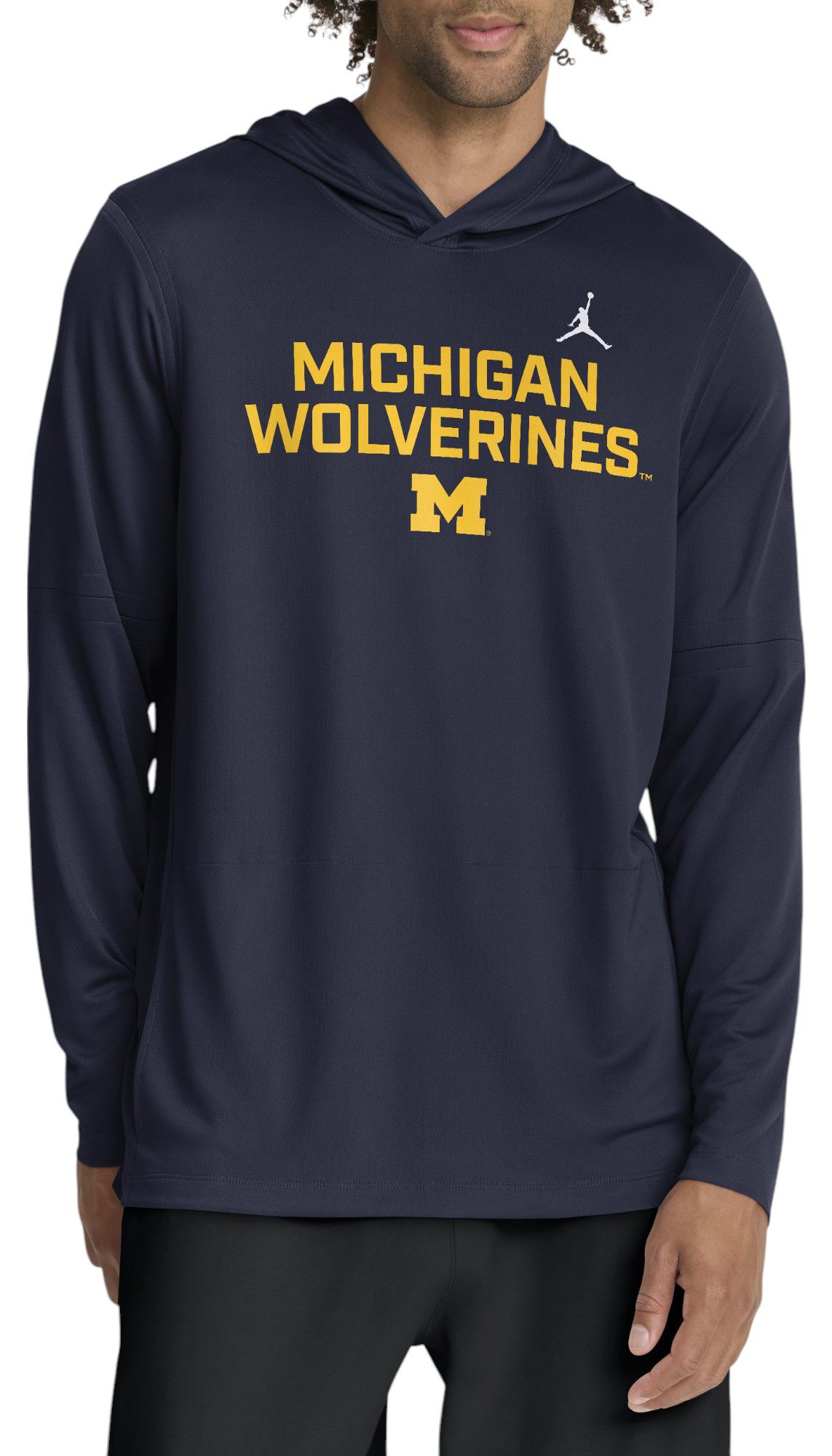 Jordan Men's Michigan Wolverines Navy Dri-FIT Long Sleeve Hoodie T-Shirt product image