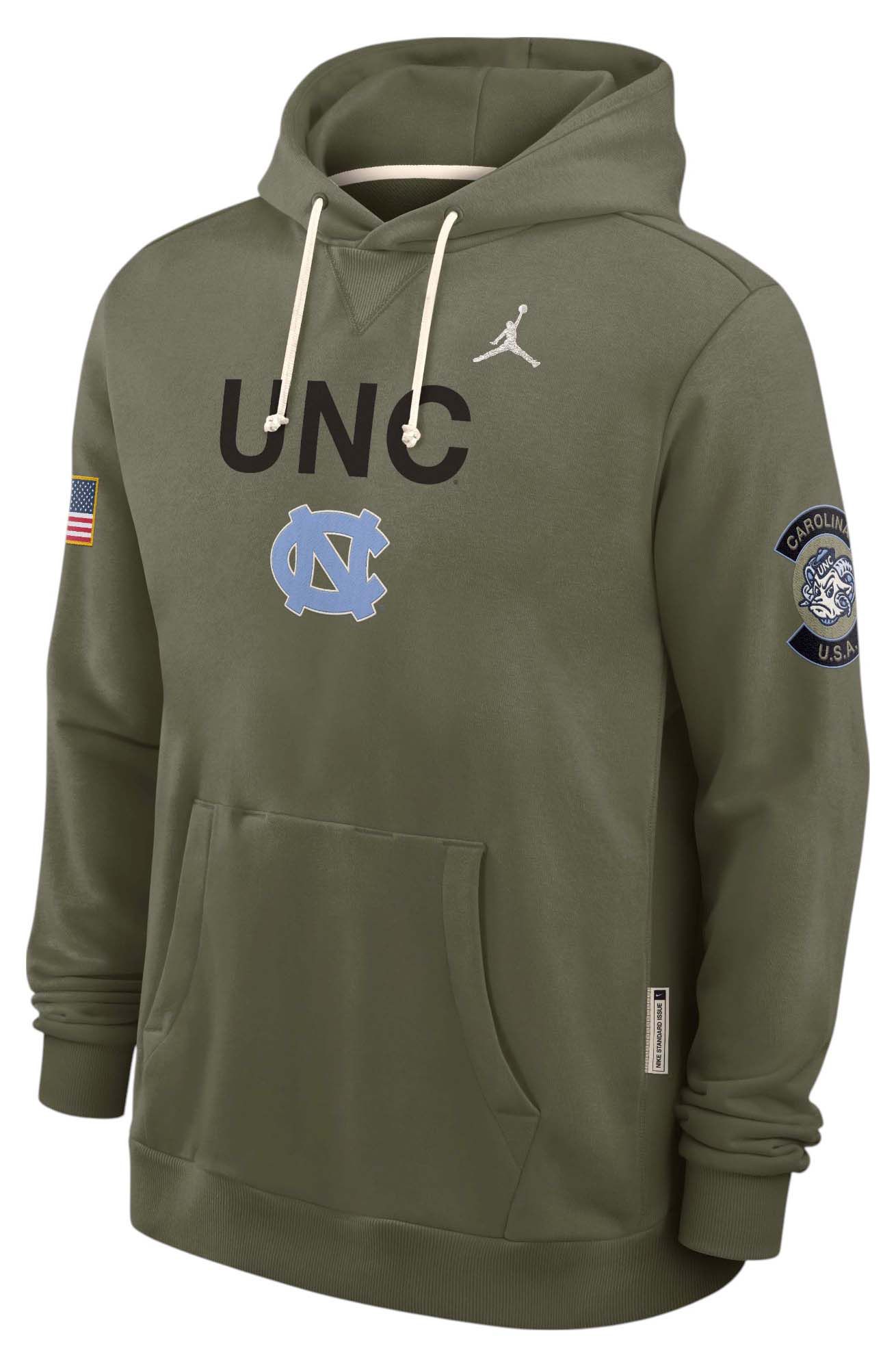 Jordan Men's North Carolina Tar Heels Medium Olive 2025 Military Appreciation Pullover Hoodie product image