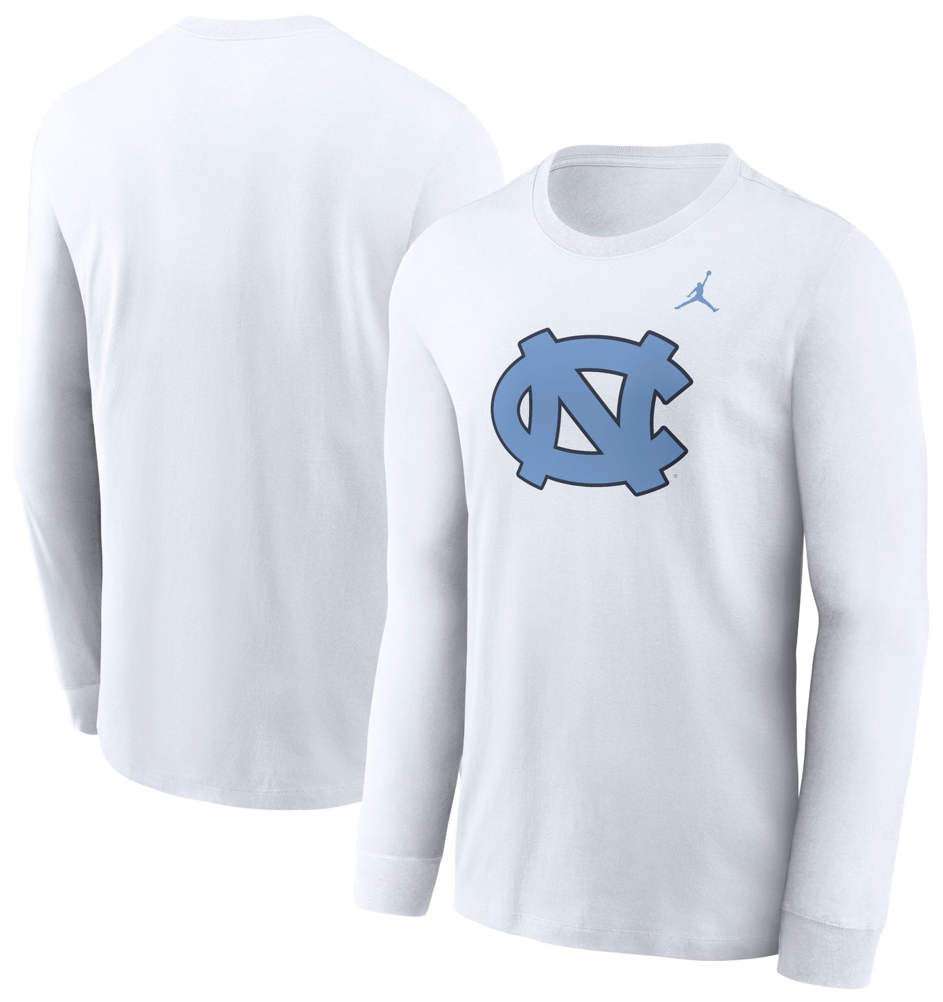 Jordan Men's North Carolina Tar Heels White Cotton Logo Long Sleeve T-Shirt product image