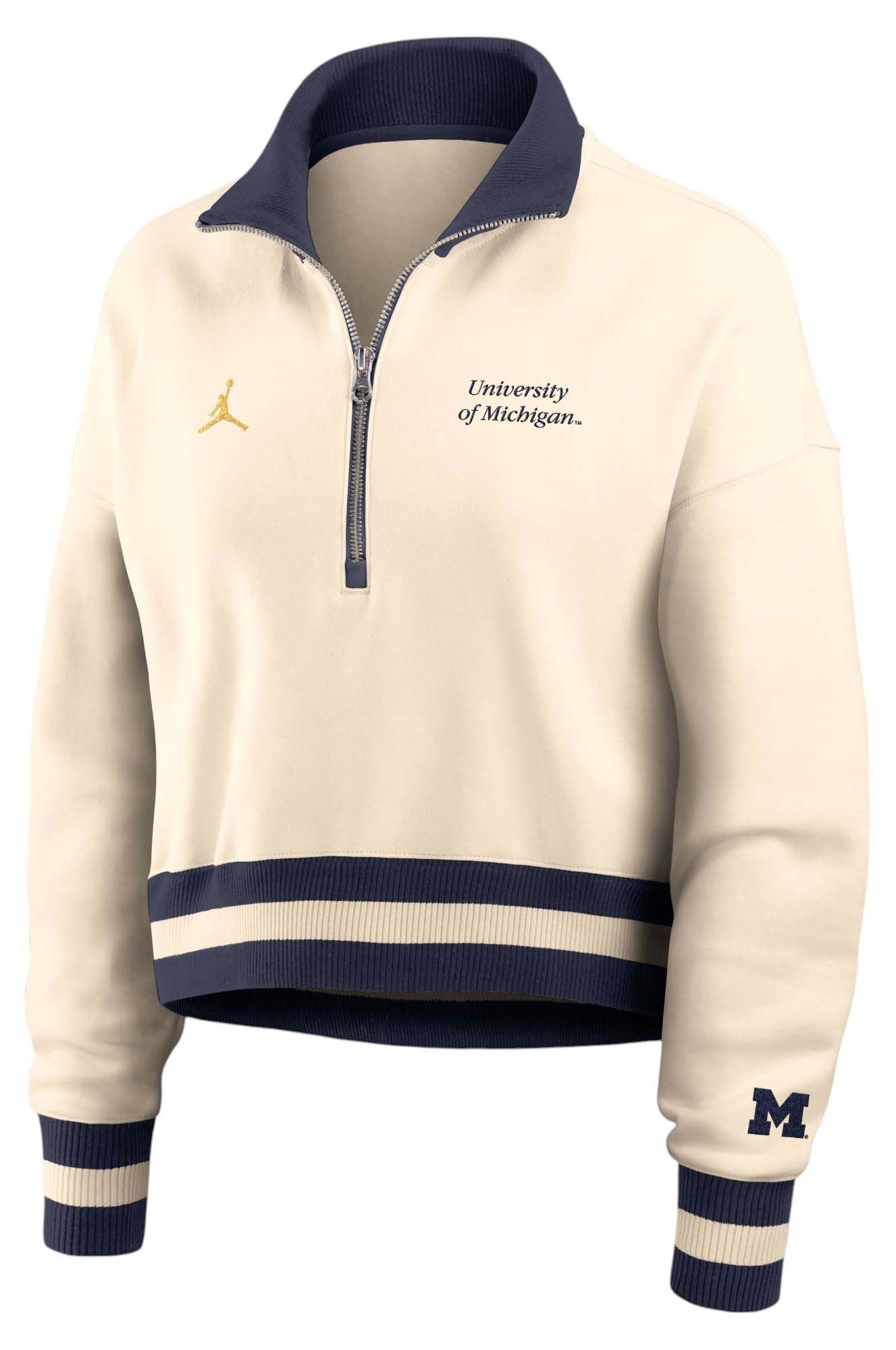 Jordan Women's Michigan Wolverines Natural Quarter-Zip Fleece Cropped Jacket product image