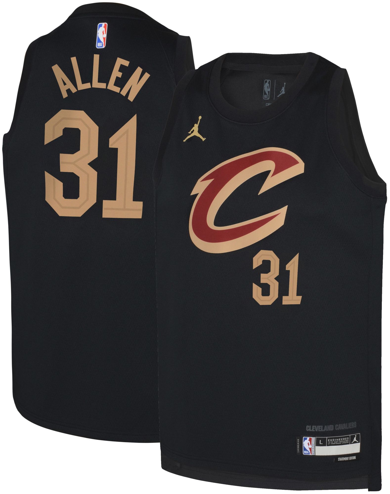 Jordan Youth Cleveland Cavaliers Jarrett Allen #31 Black Swingman Statement Jersey product image