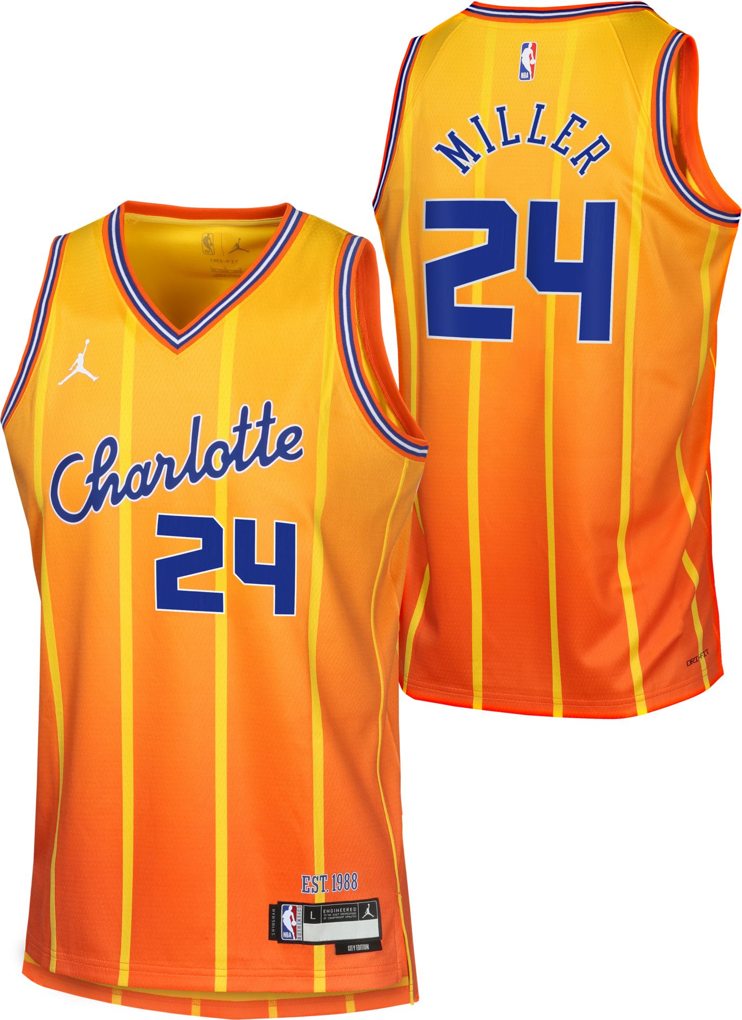 Jordan Youth 2025-26 City Edition Charlotte Hornets Brandon Miller #24 Swingman Jersey product image