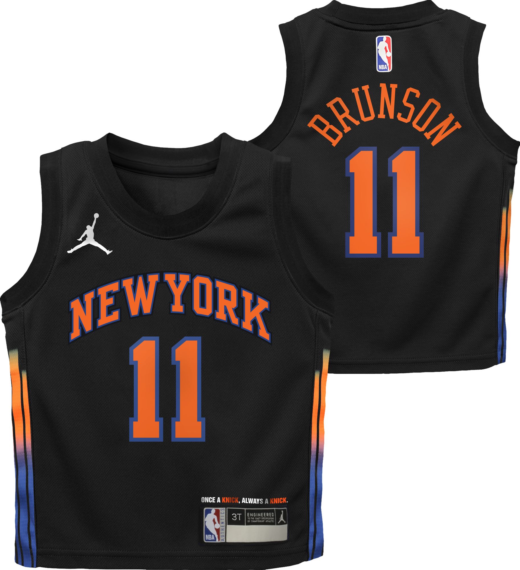 Jordan Kids' New York Knicks Jalen Brunson #11 Black Swingman Statement Jersey product image