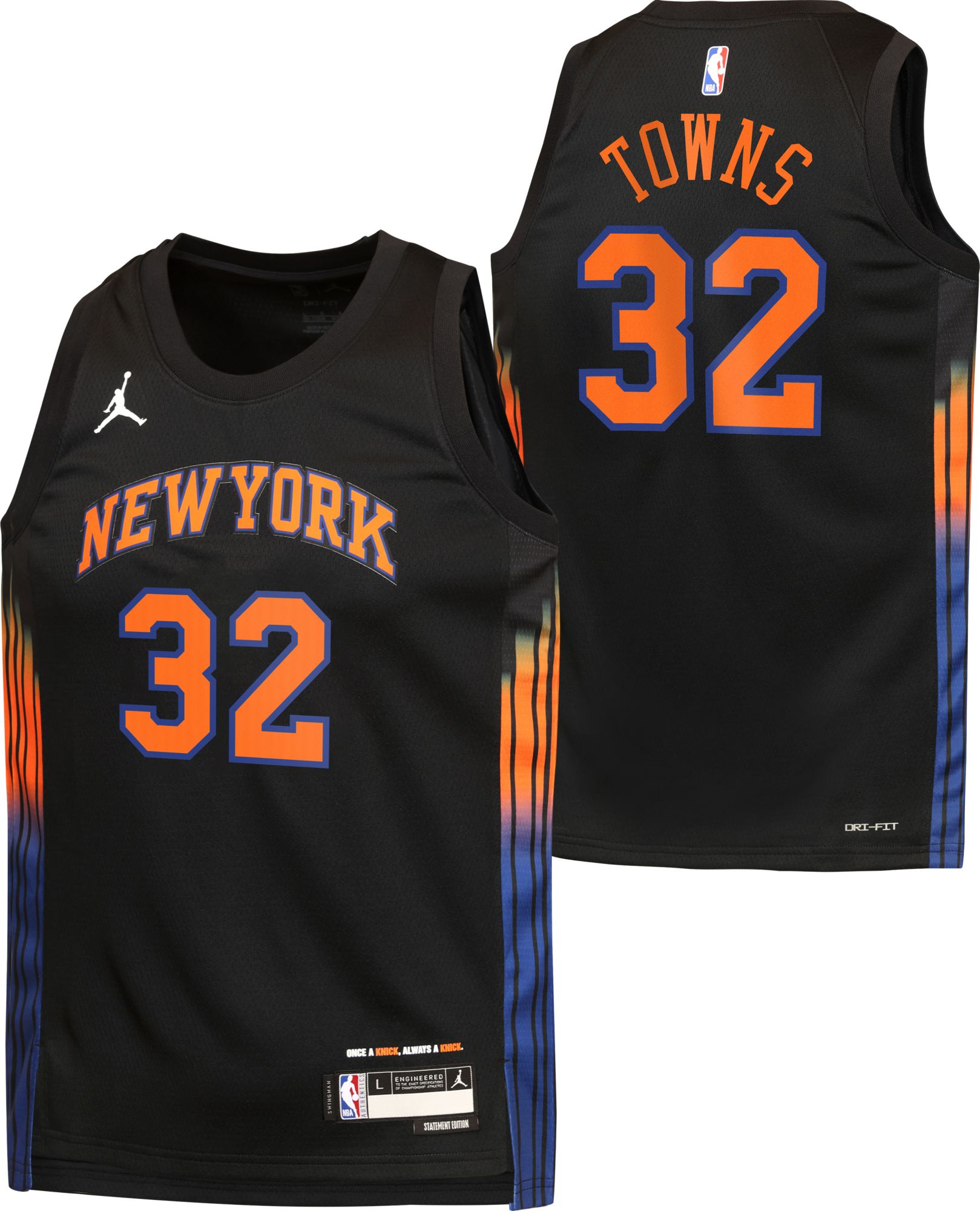 Jordan Youth New York Knicks Karl-Anthony Towns #32 Black Swingman Statement Jersey product image