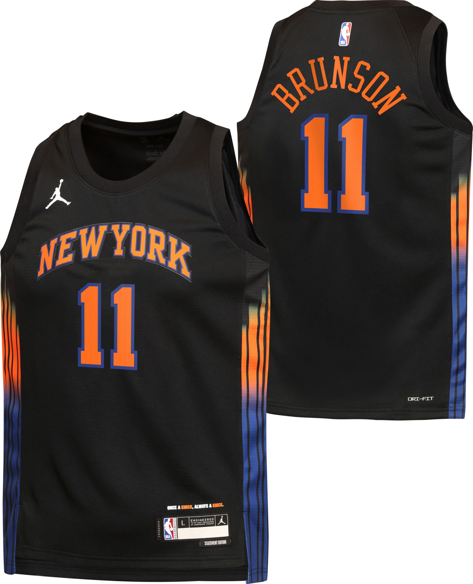 Jordan Youth New York Knicks Jalen Brunson #11 Black Swingman Statement Jersey product image