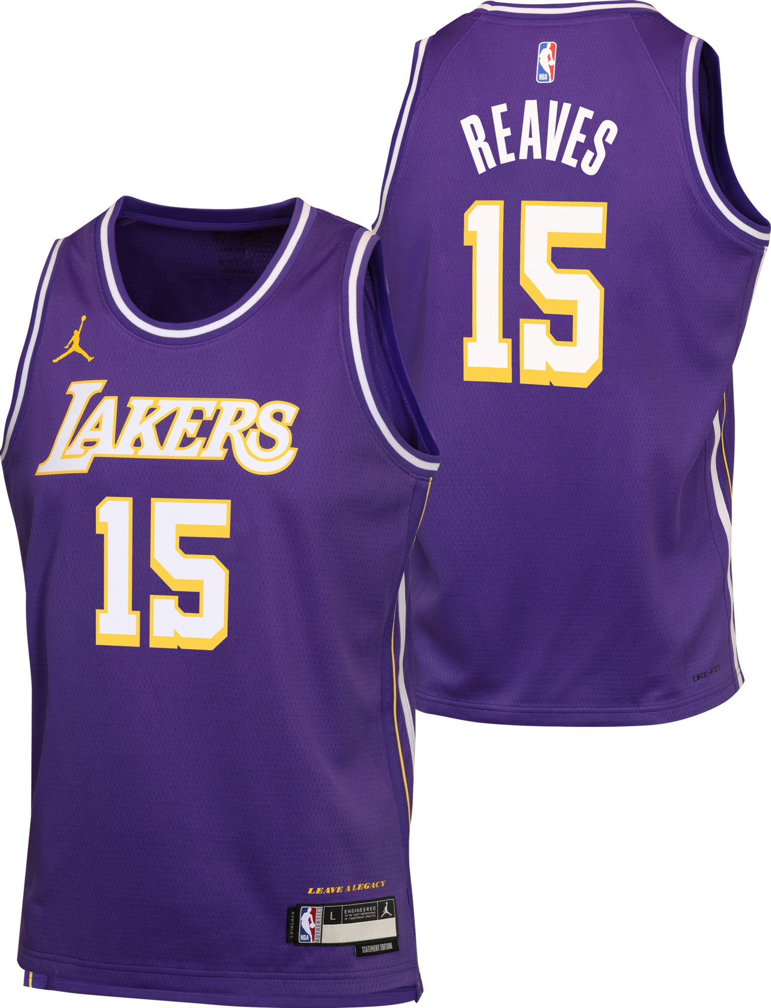 Jordan Youth Los Angeles Lakers Austin Reaves #15 Purple Swingman Statement Jersey product image