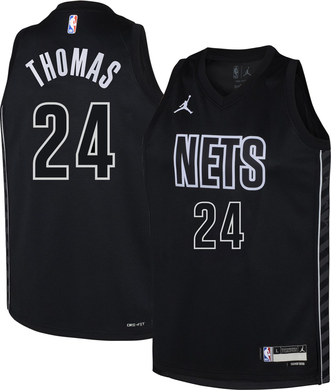 Jordan Youth Brooklyn Nets Cam Thomas #24 Black Swingman Statement Jersey product image