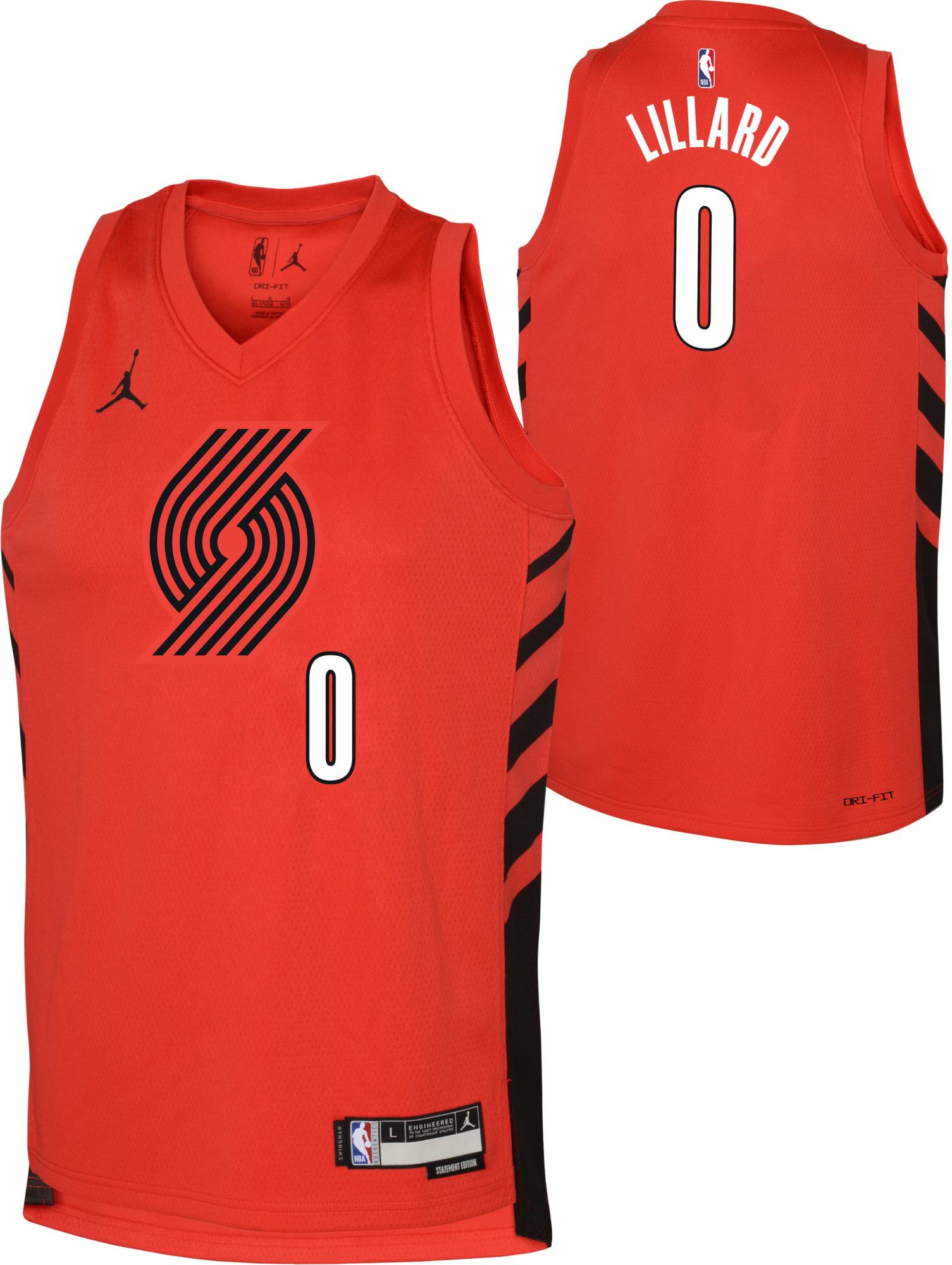 Jordan Youth Portland Trail Blazers Damian Lillard #0 Red Swingman Statement Jersey product image