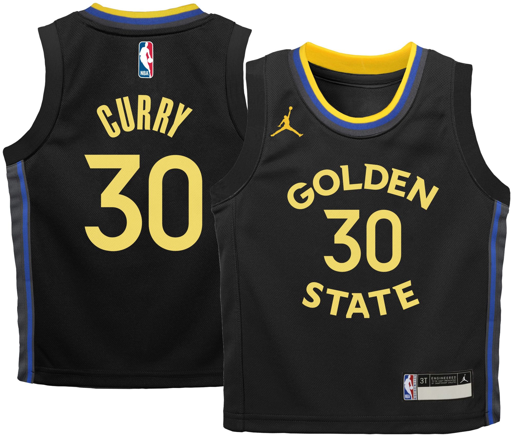 Jordan Little Kids' Golden State Warriors Steph Curry #30 Black Swingman Statement Jersey product image