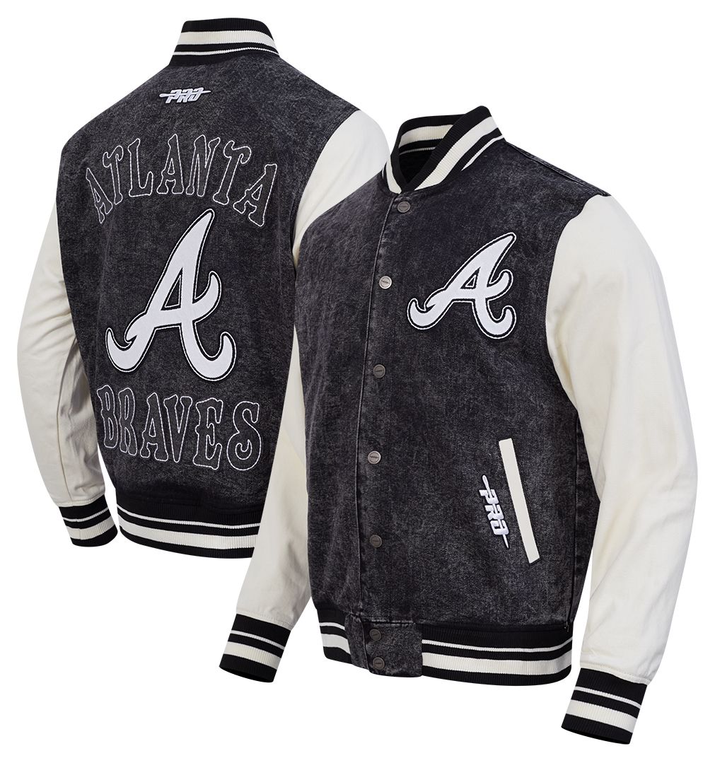 Pro Standard Men's Atlanta Braves Black Rebel Athletics Denim Varsity Jacket product image