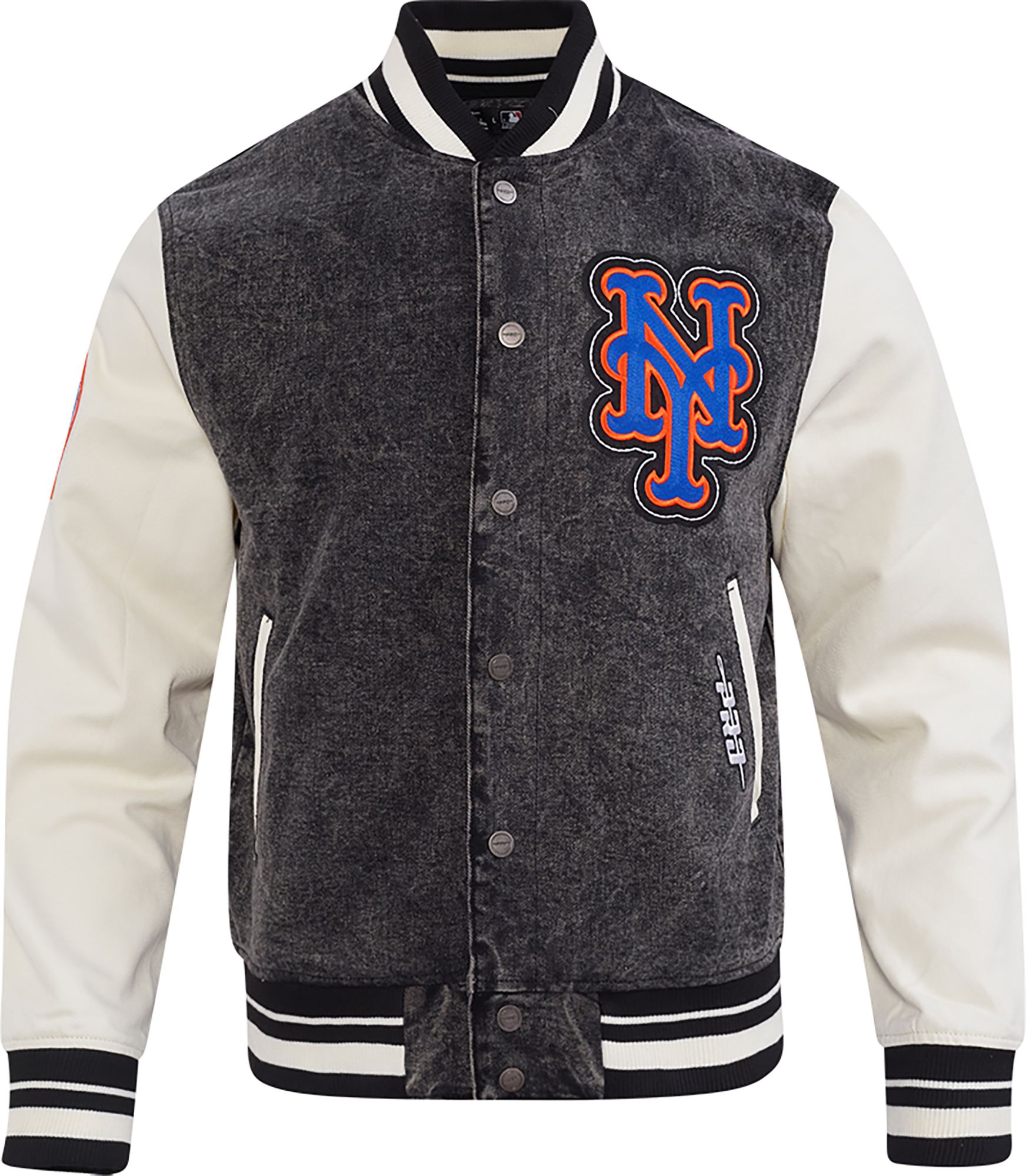 Pro Standard Men's New York Mets Black Rebel Athletics Denim Varsity Jacket product image