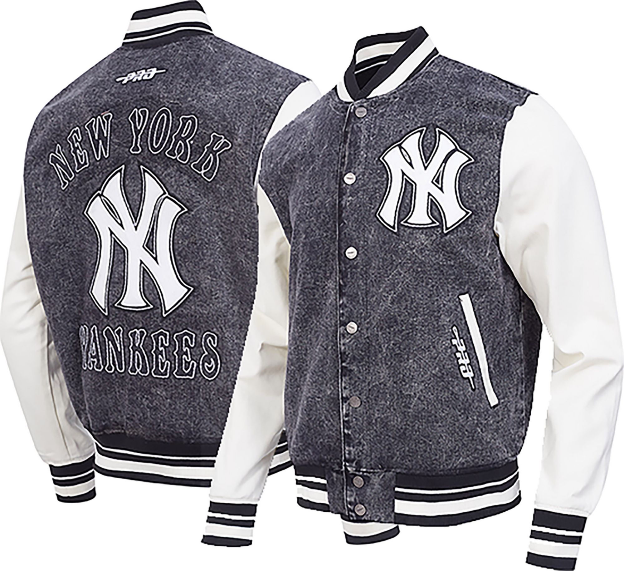 Pro Standard Men's New York Yankees Black Denim Varsity Jacket
