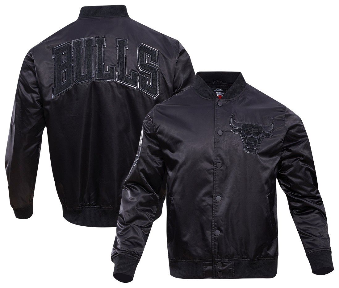 Pro Standard Men's Chicago Bulls Triple Black Satin Jacket product image