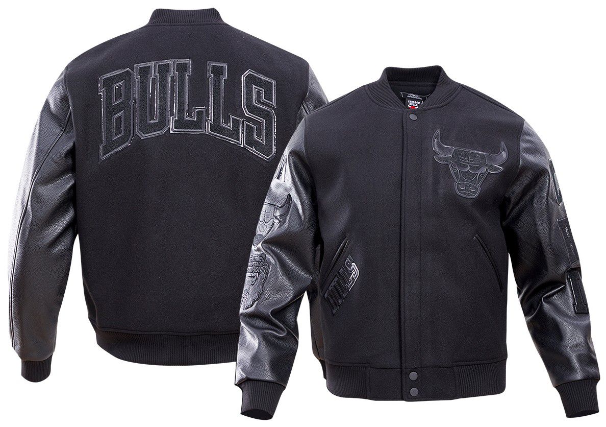 Pro Standard Men's Chicago Bulls Triple Black Wool Varsity Jacket product image