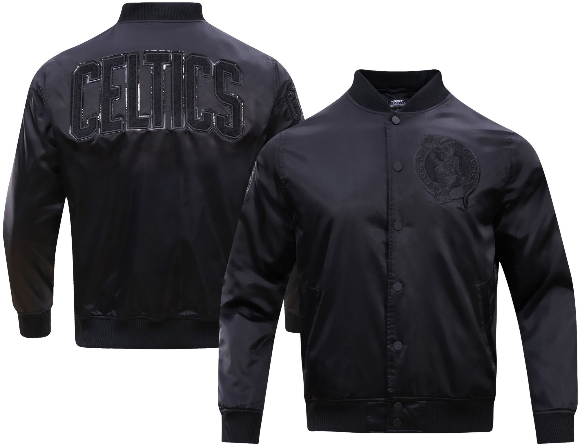 Pro Standard Men's Boston Celtics Triple Black Satin Jacket product image