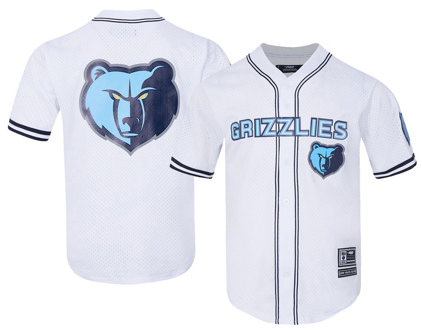 Pro Standard Men's Memphis Grizzlies White Mesh Button Up Short Sleeve Shirt product image
