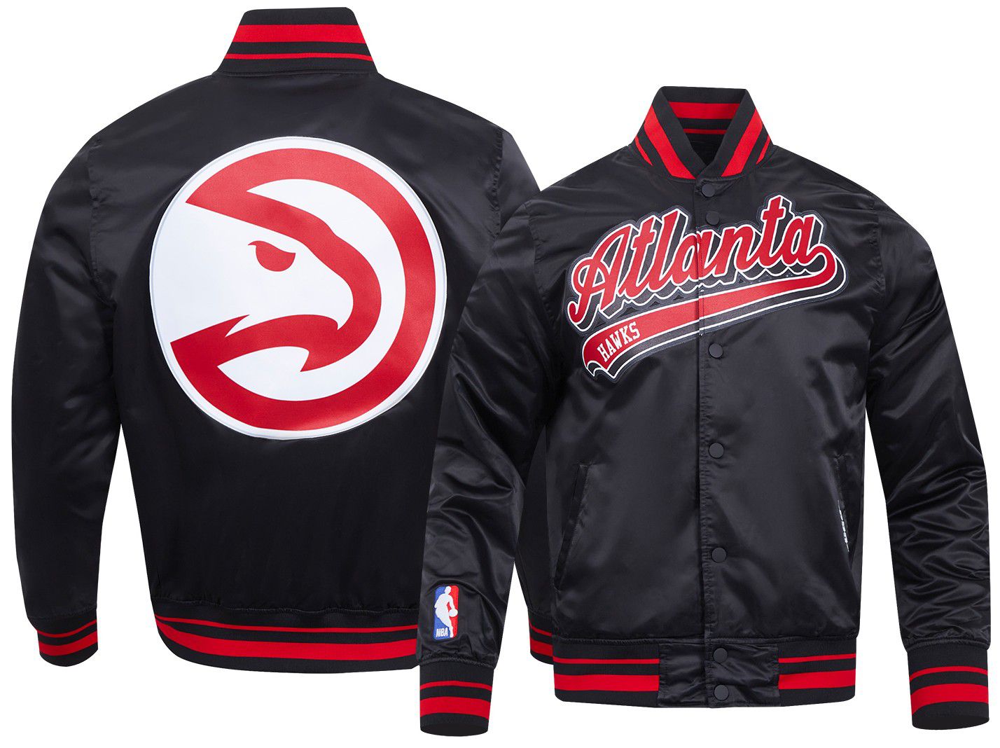 Pro Standard Men's Atlanta Hawks Black Script Tail Satin Jacket product image
