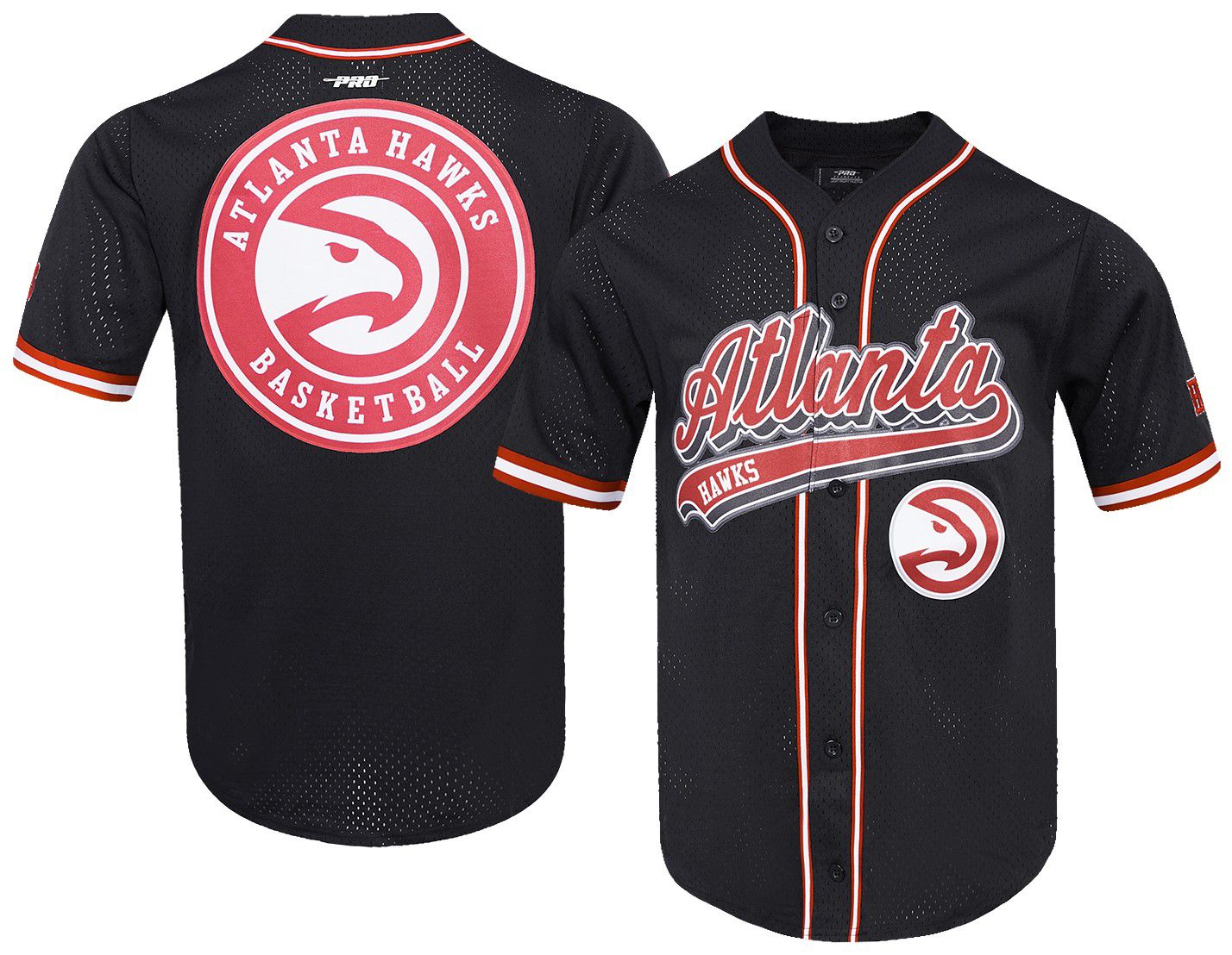 Pro Standard Men's Atlanta Hawks Black Script Tail Mesh Button Down Shirt product image