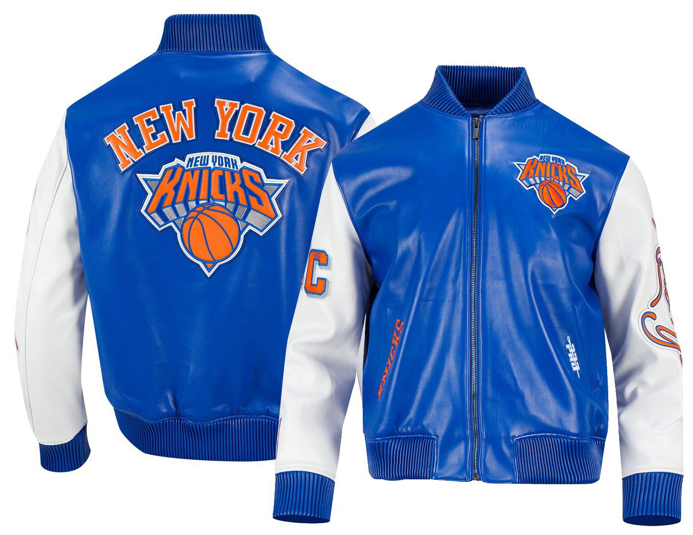 Pro Standard Men's New York Knicks Royal Signature Leather Varsity Jacket product image