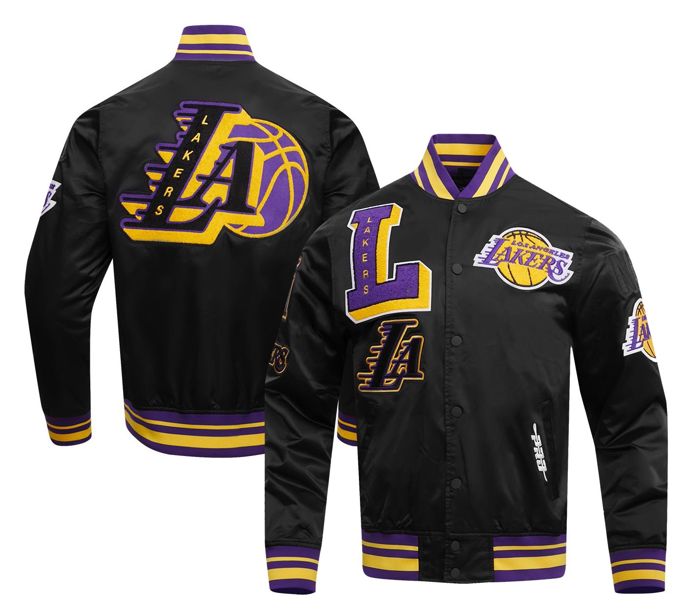 Pro Standard Men's Los Angeles Lakers Black Mash Up Rib Satin Jacket product image