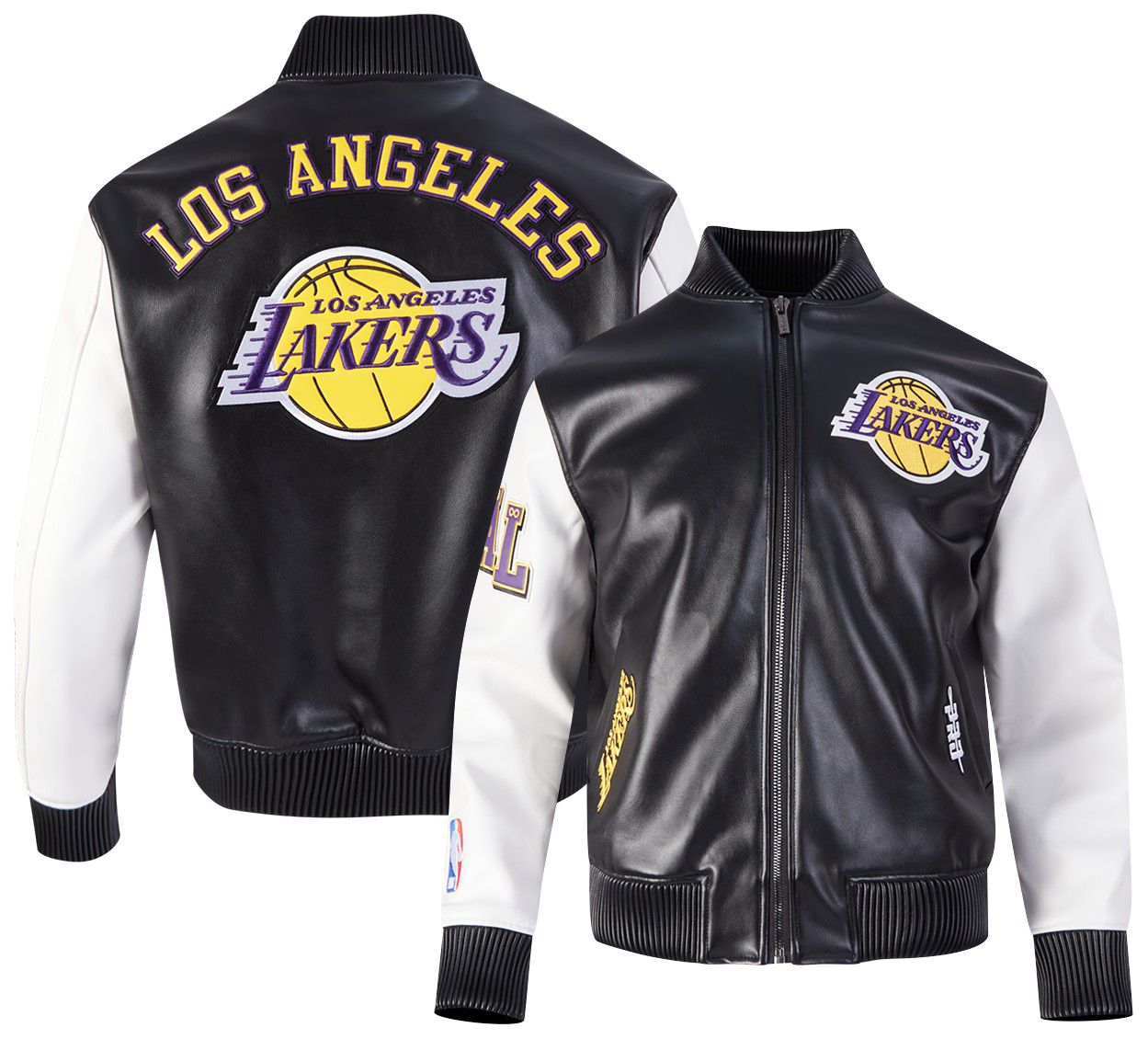 Pro Standard Men's Los Angeles Lakers Black Signature Leather Varsity Jacket product image