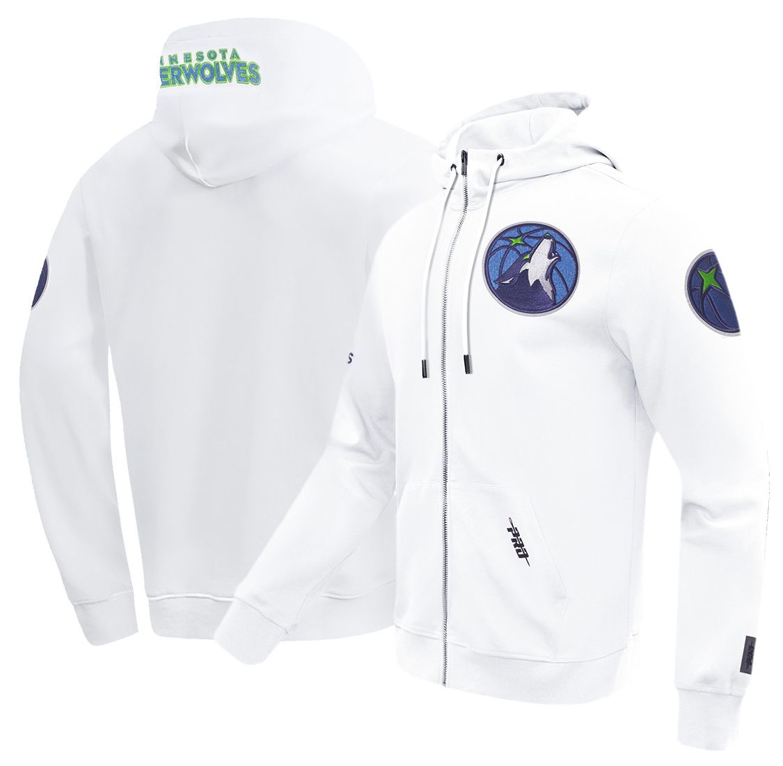 Pro Standard Men's Minnesota Timberwolves White Classic Chenille Full Zip Hoodie product image