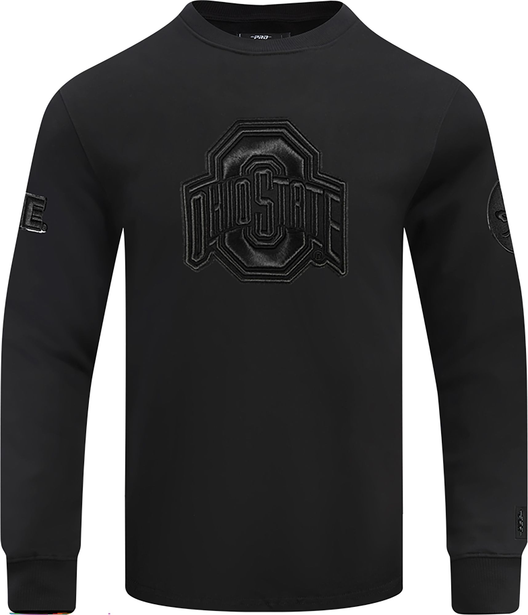 Pro Standard Men's Ohio State Buckeyes Black Triple Black Crewneck Sweatshirt product image