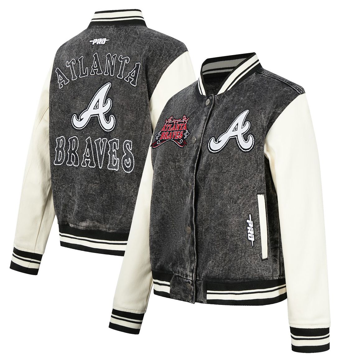 Pro Standard Women's Atlanta Braves Black Rebel Athletics Denim Jacket product image