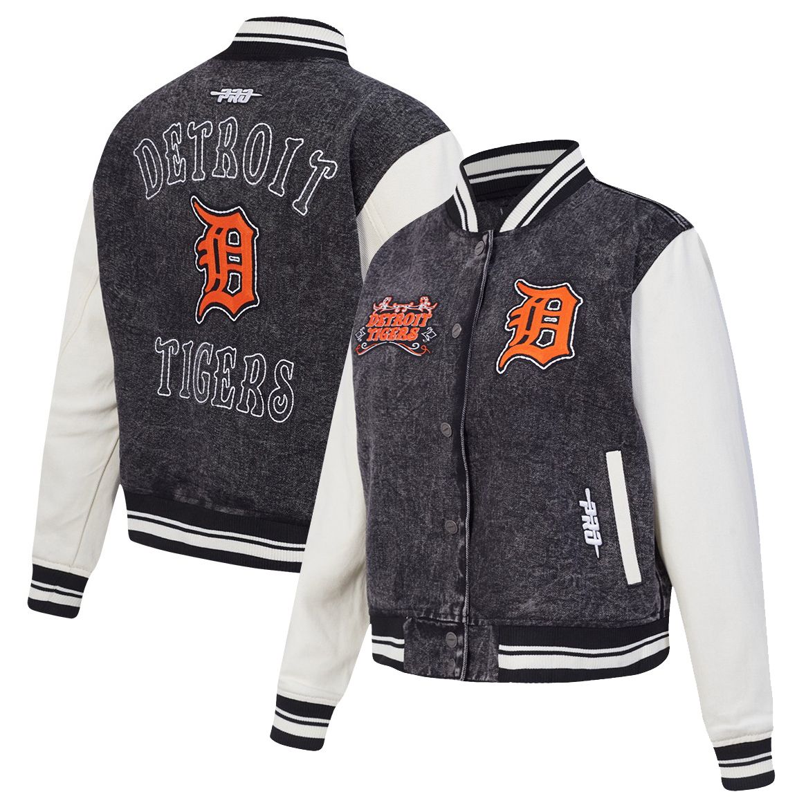 Pro Standard Women's Detroit Tigers Black Rebel Athletics Denim Jacket product image